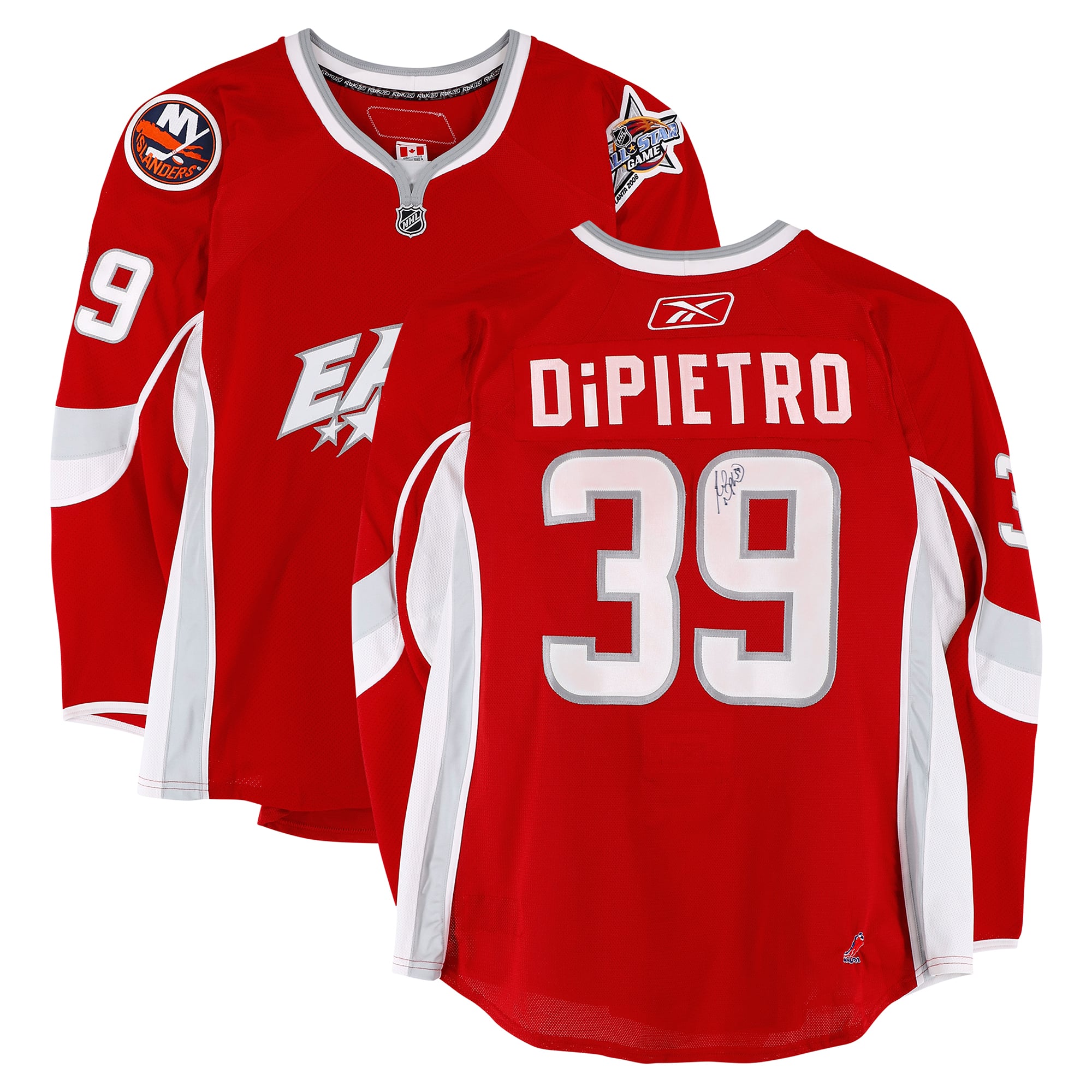 Rick DiPietro Eastern Conference Autographed Game-Used #39 Red Jersey from the 2008 NHL All-Star Game
