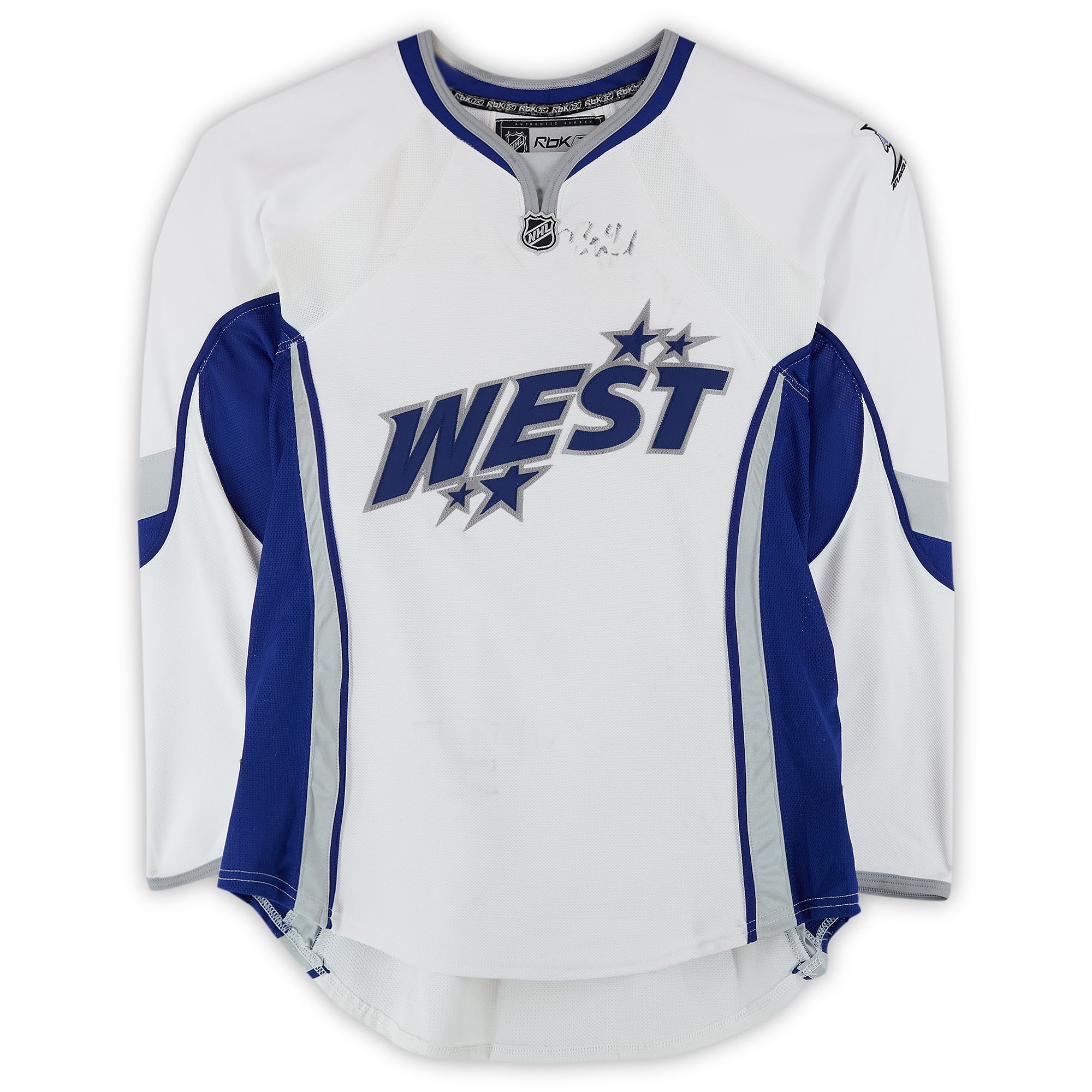 Maillot blanc autographié de Rick Nash (Conférence Ouest) lors du Match des étoiles de la LNH 2008.