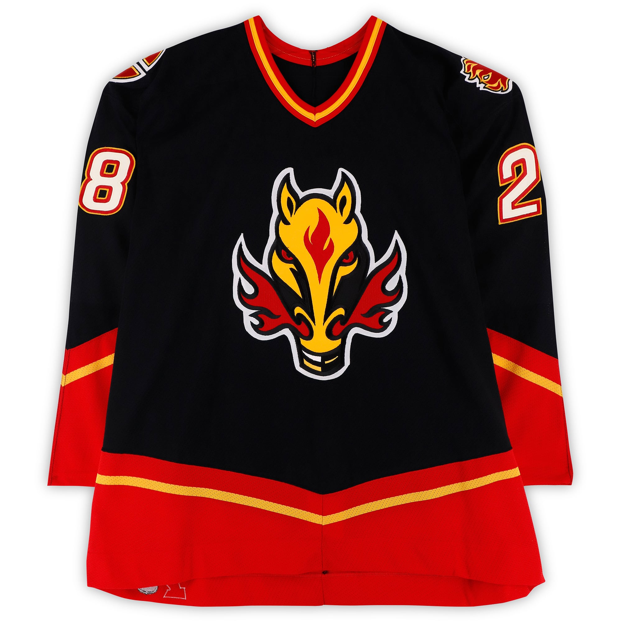 Robyn Regehr Team Melrose Game-Used #28 Red/Black Jersey from the 2002 NHL YoungStars Game