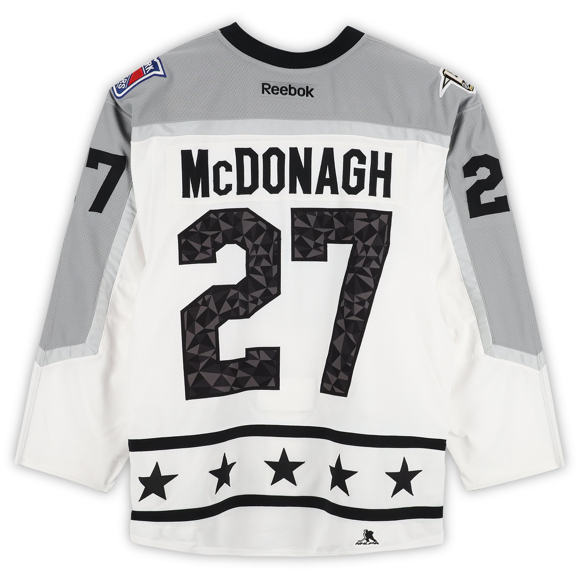 Maillot blanc n° 27 porté par Ryan McDonagh (division Métropolitaine) lors du Match des étoiles de la LNH 2017