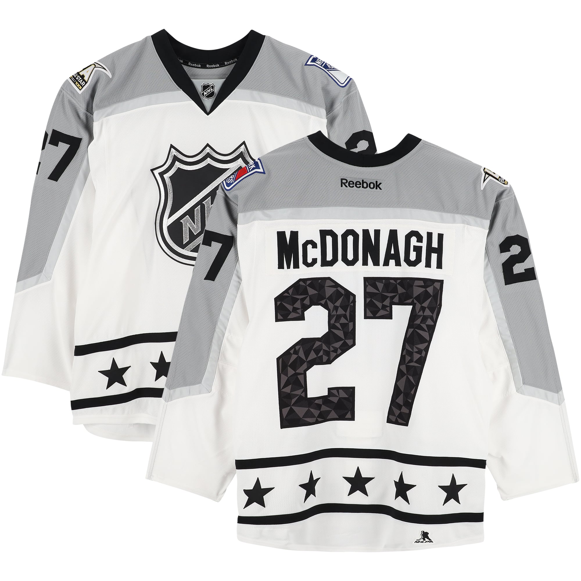 Maillot blanc n° 27 porté par Ryan McDonagh (division Métropolitaine) lors du Match des étoiles de la LNH 2017