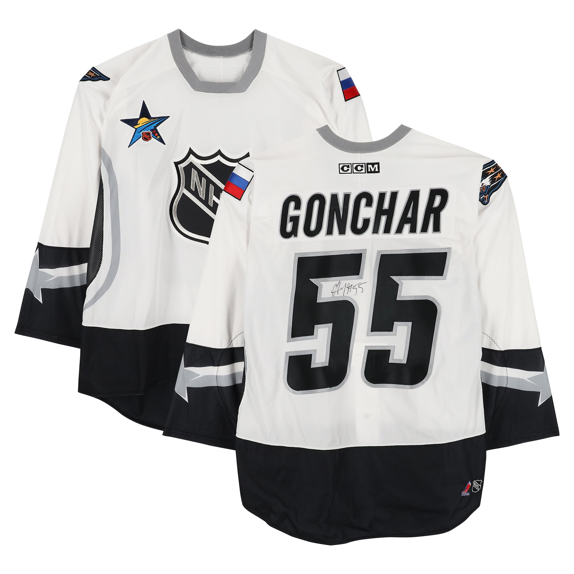 Sergei Gonchar Eastern Conference Autographed Game-Used #55 White CCM Jersey from the 2003 NHL All-Star Game