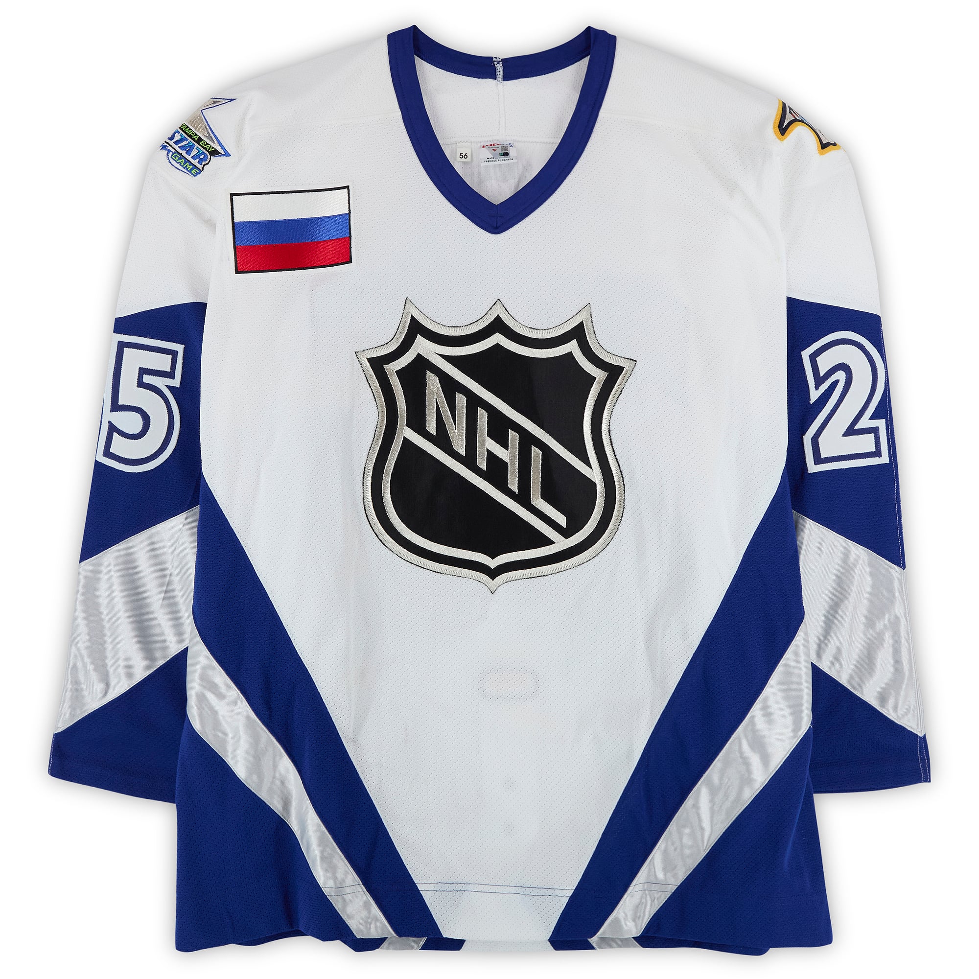Sergei Krivokrasov Team World Autographed Game-Used #25 White Jersey from the 1999 NHL All-Star Game