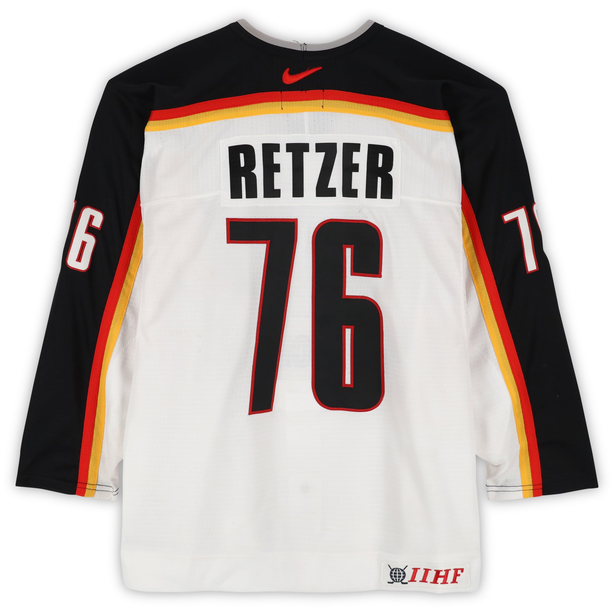 Stephan Retzer Team Germany Game-Used #76 White Nike Jersey vs. Team Czech Republic on September 3 during the 2004 World Cup of Hockey