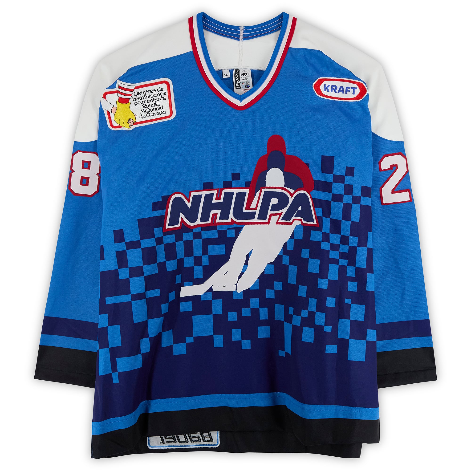 Steve Duchesne Team Quebec Game-Used #28 Blue Bauer Jersey from the 1994 NHL 4 on 4 Challenge