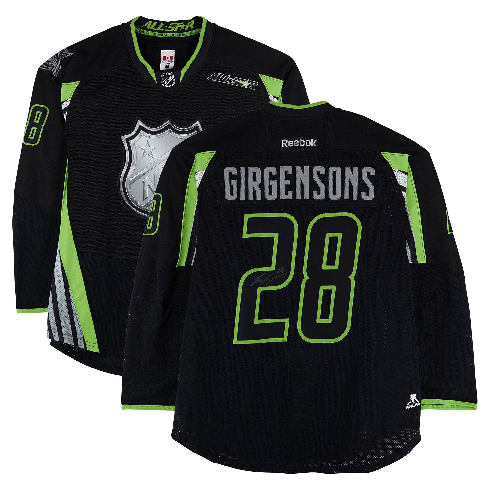 Zemgus Girgensons Team Foligno Autographed Game-Used #28 Black Reebok Jersey from the 2015 NHL All-Star Game