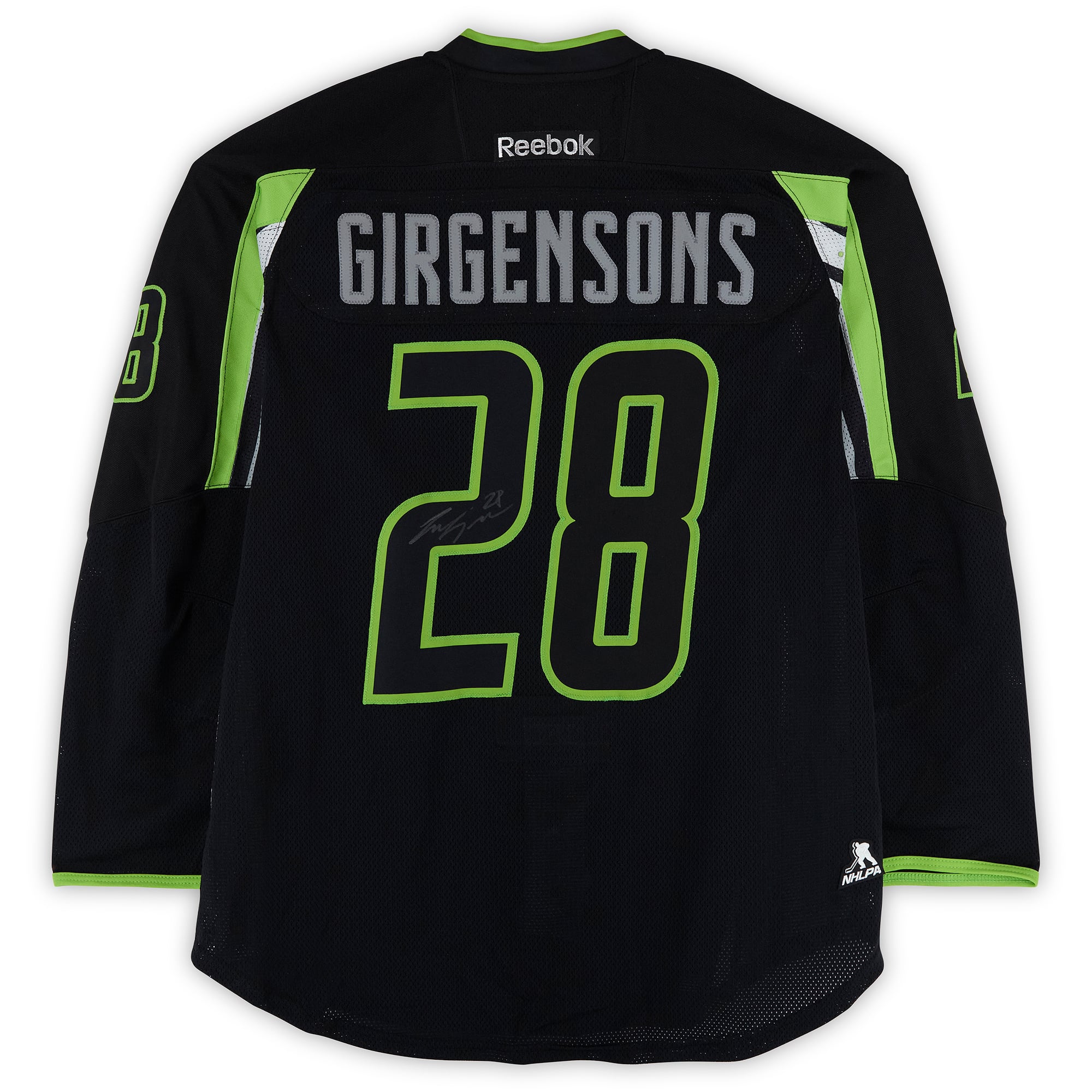 Zemgus Girgensons Team Foligno Autographed Game-Used #28 Black Reebok Jersey from the 2015 NHL All-Star Game