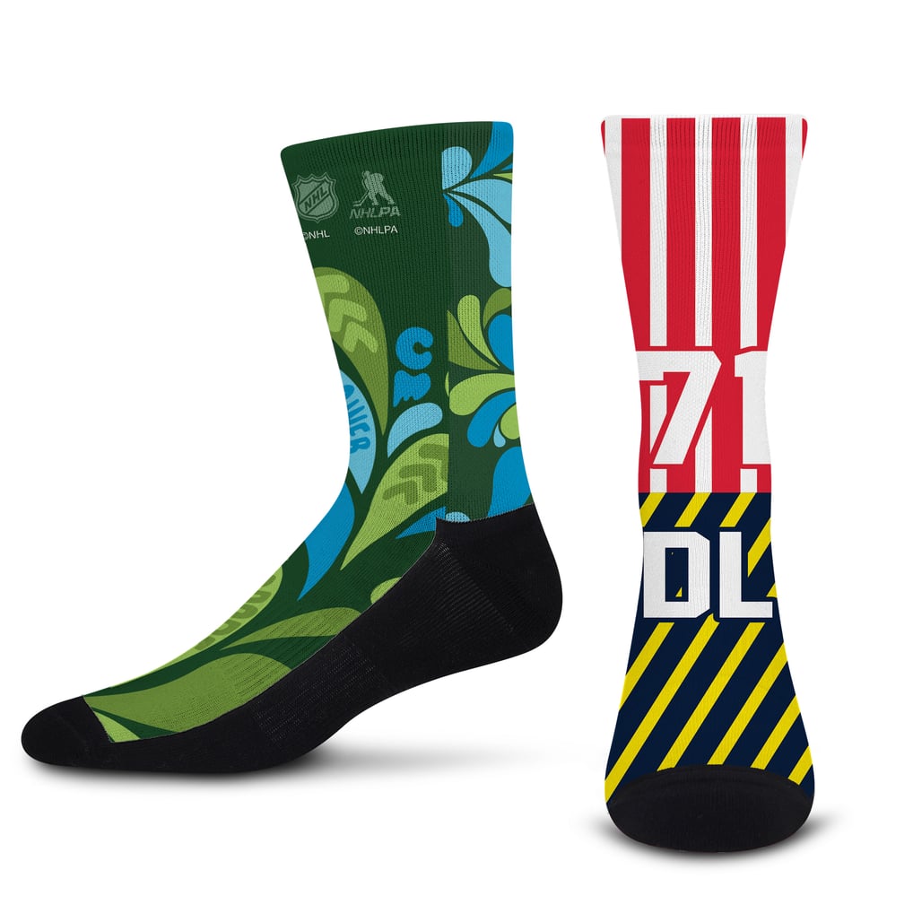 Unisex Charlie McAvoy & Dylan Larkin For Bare Feet NHL Down Syndrome Awareness Crew Socks