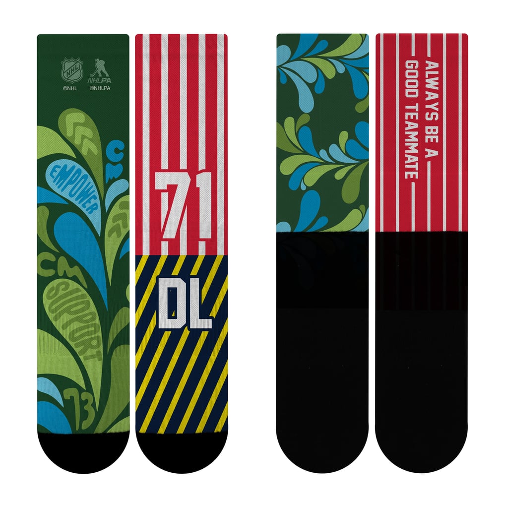 Unisex Charlie McAvoy & Dylan Larkin For Bare Feet NHL Down Syndrome Awareness Crew Socks