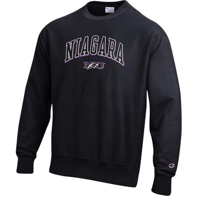 Niagara Purple Eagles Champion Arch Logo Reverse Weave Crew - Black