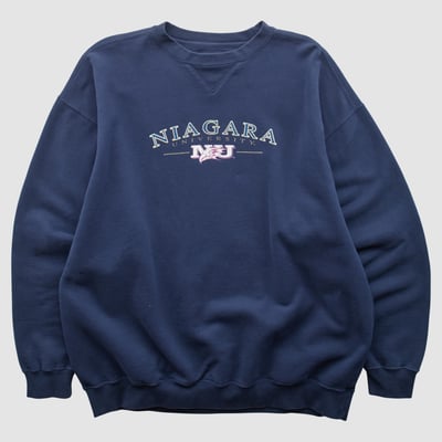 Niagara Purple Eagles Jansport 2000s Pullover Sweatshirt - Navy - XL by Fanatics Real Vintage