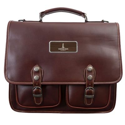 Norfolk State Spartans Logo Plate Sabino Briefcase - Brown