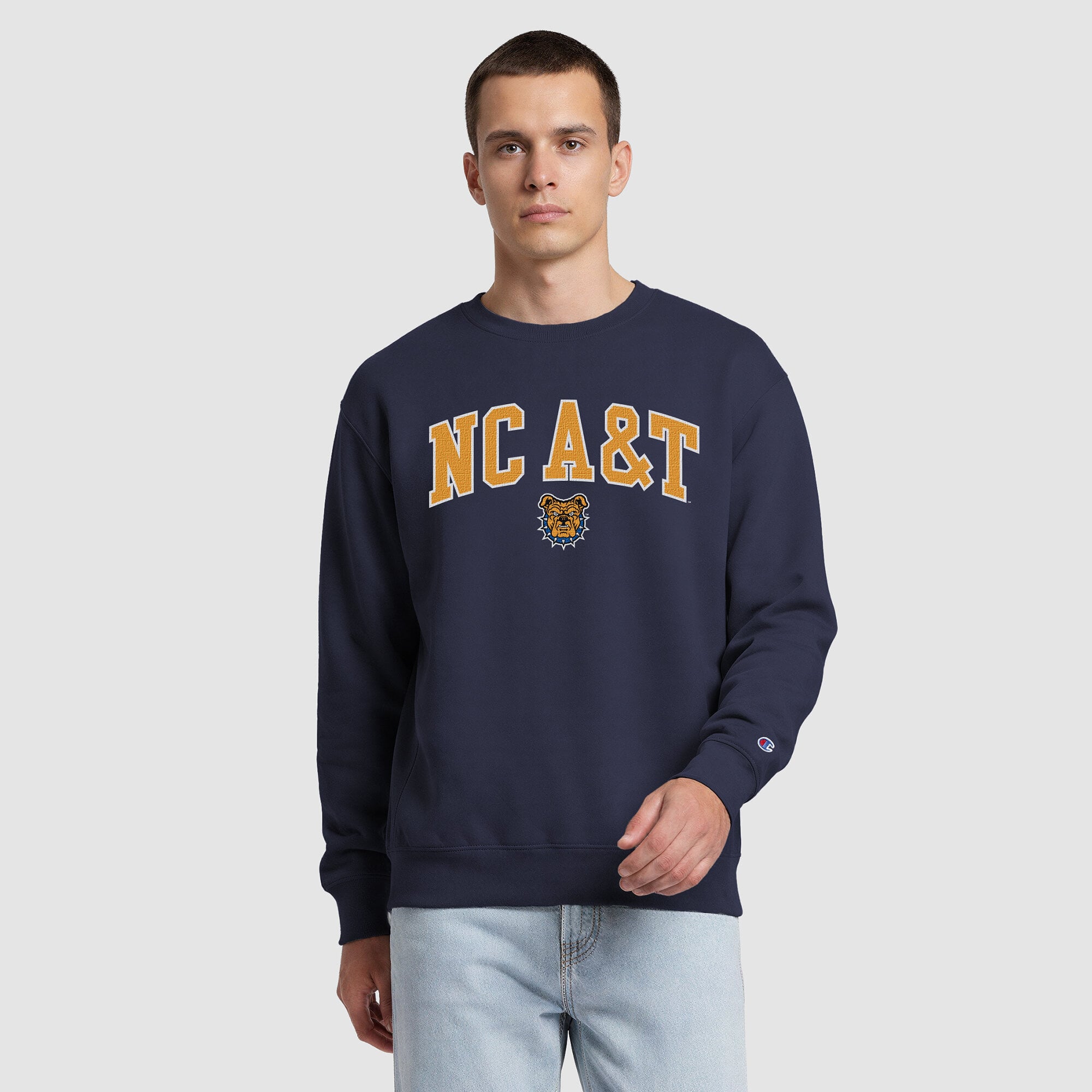 Sweat-shirt contrasté Champion bleu marine pour homme, North Carolina A&T Aggies
