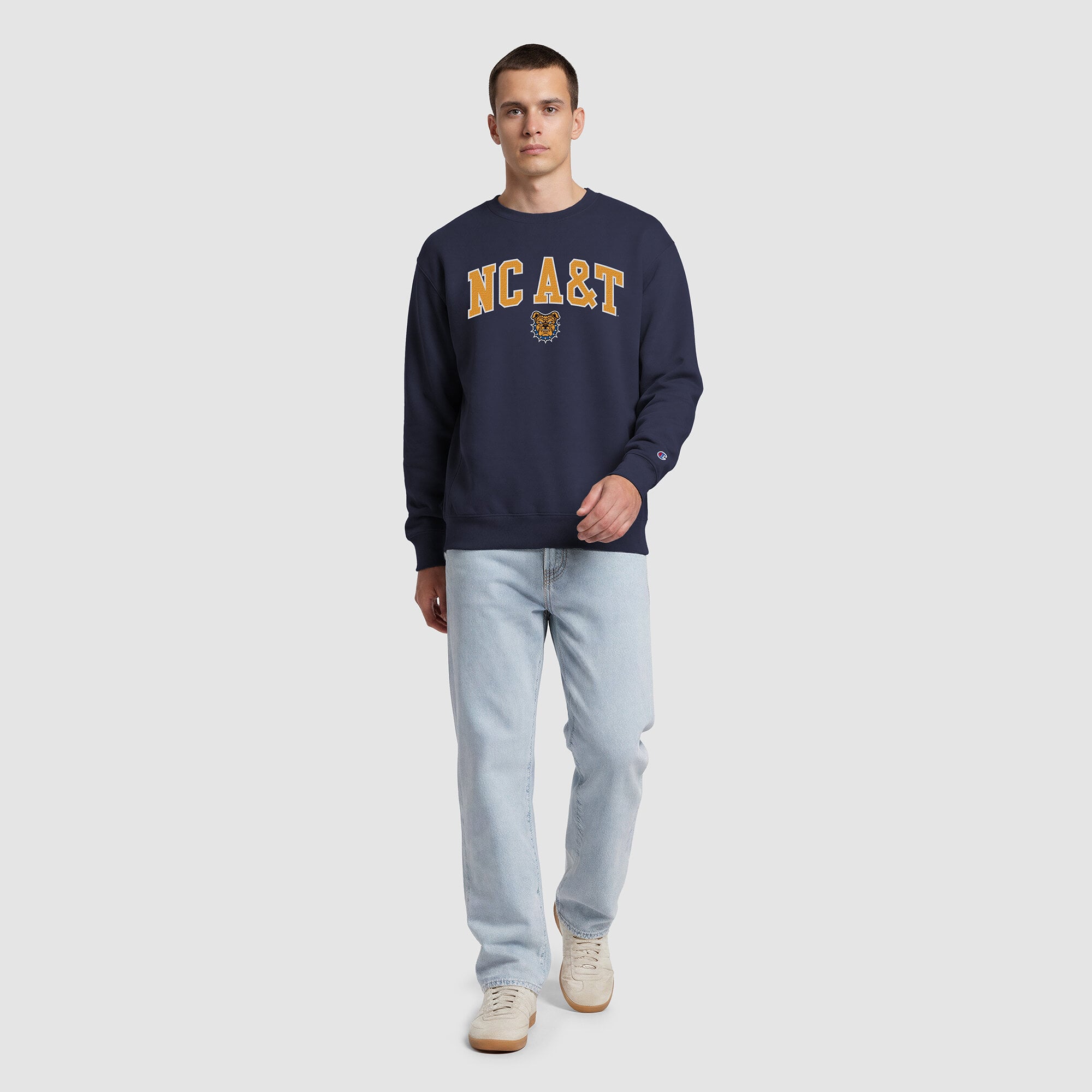 Sweat-shirt contrasté Champion bleu marine pour homme, North Carolina A&T Aggies