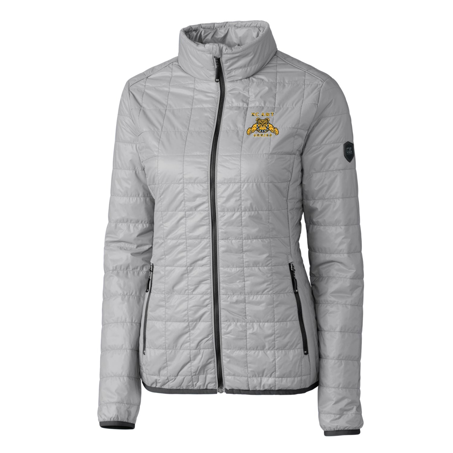 Women's Cutter & Buck Gray North Carolina A&T Aggies Rainier Eco Insulated Puffer Full-Zip Jacket