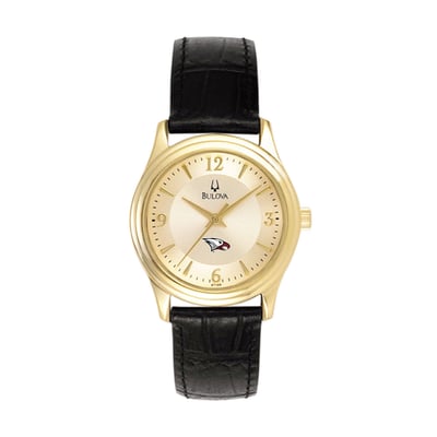 North Carolina Central Eagles Bulova Women's Stainless Steel Watch with Leather Band - Gold/Black