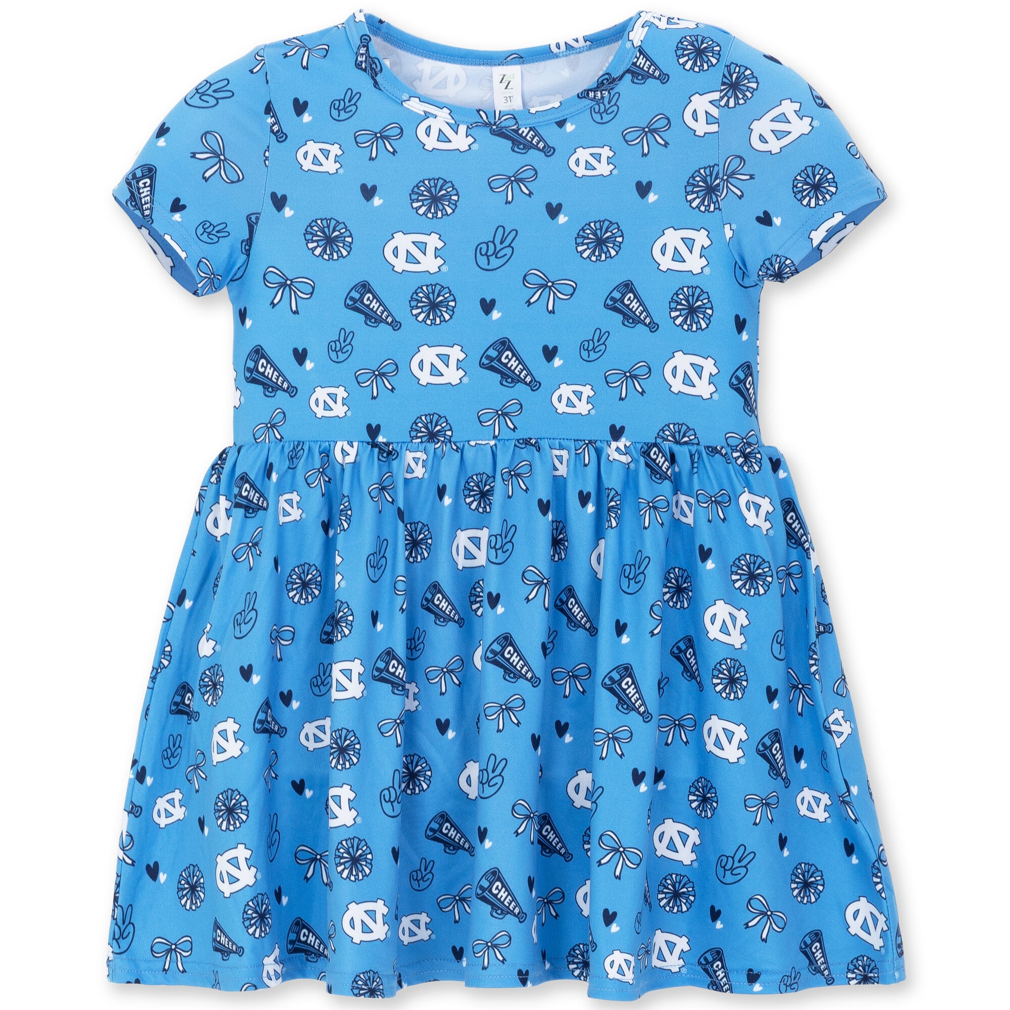 Girls Toddler ZooZatz Carolina Blue North Tar Heels All-Over Print Short Sleeve Dress
