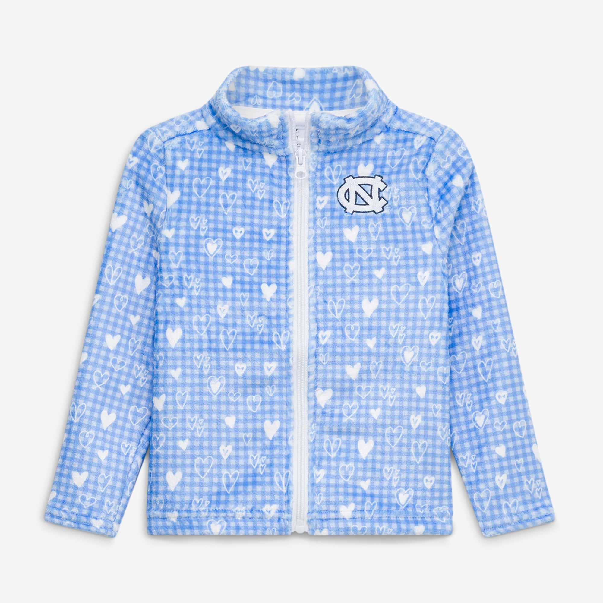 Ensemble veste et short en peluche à carreaux cœur bleu Caroline des Tar Heels de du Nord pour petites filles ZooZatz
