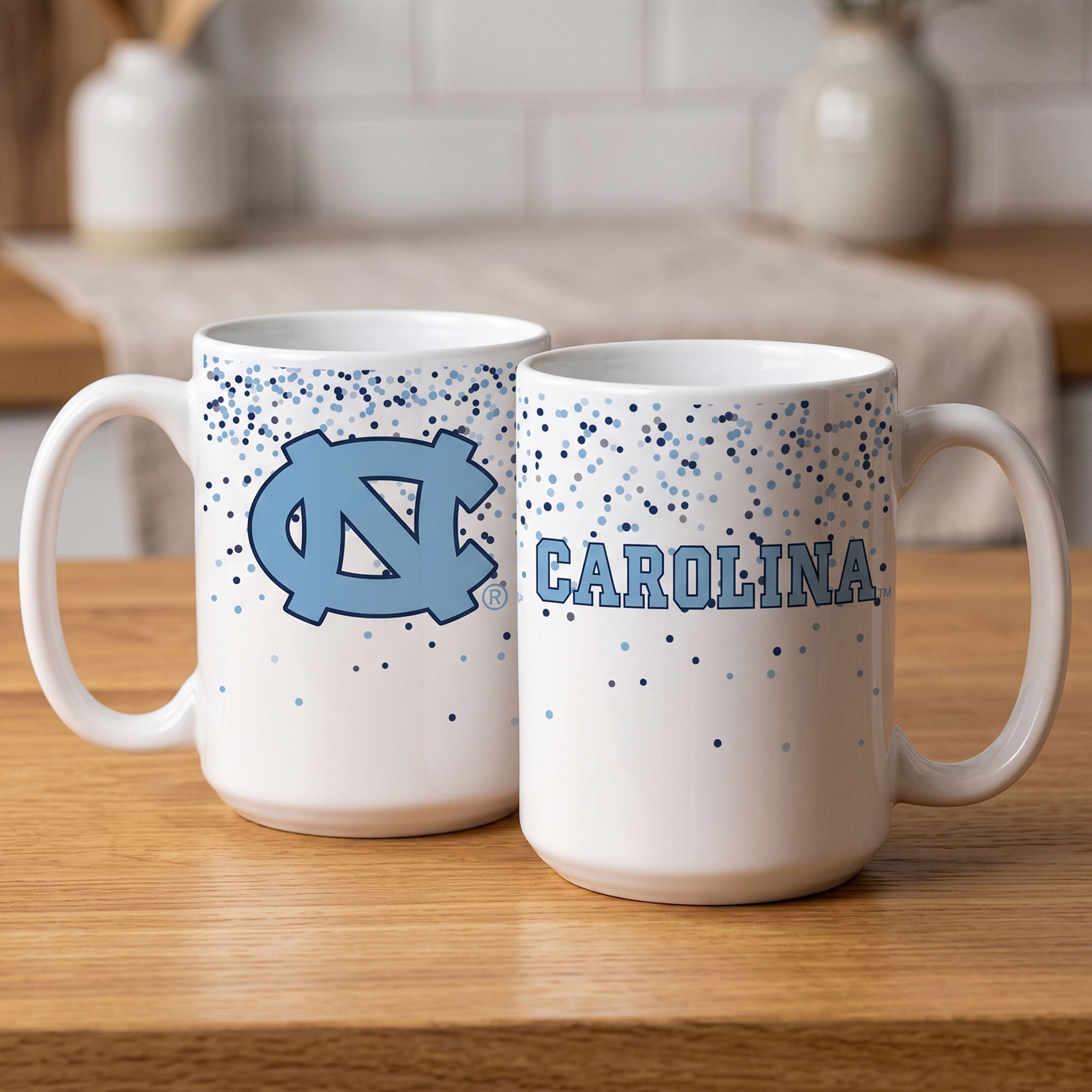Mug à confettis Tar Heels de Caroline du Nord, Indigo Falls - Lot de 2