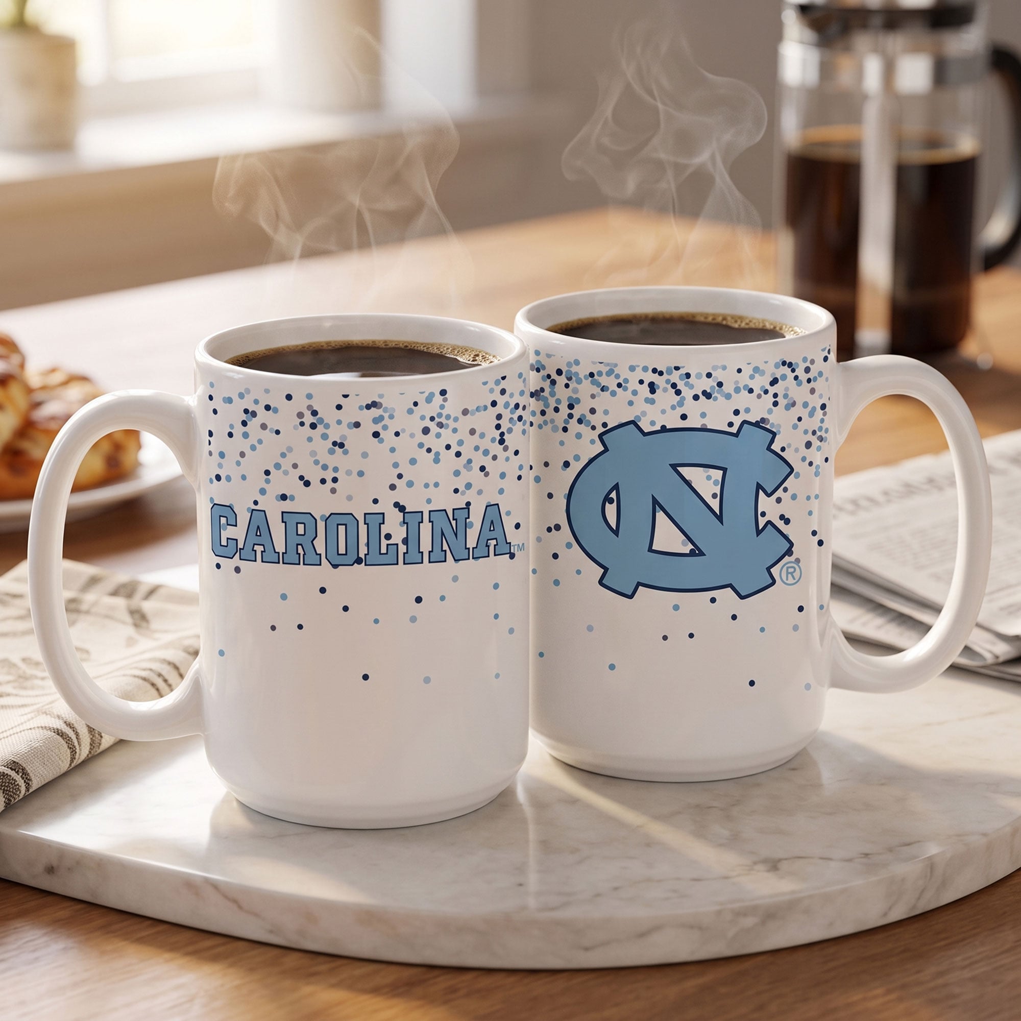 Mug à confettis Tar Heels de Caroline du Nord, Indigo Falls - Lot de 2