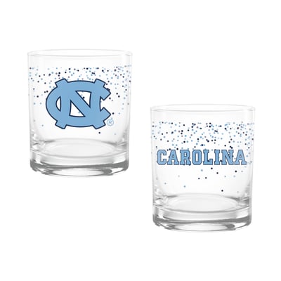 Indigo Falls North Carolina Tar Heels Confetti Rocks Glass Set of 2
