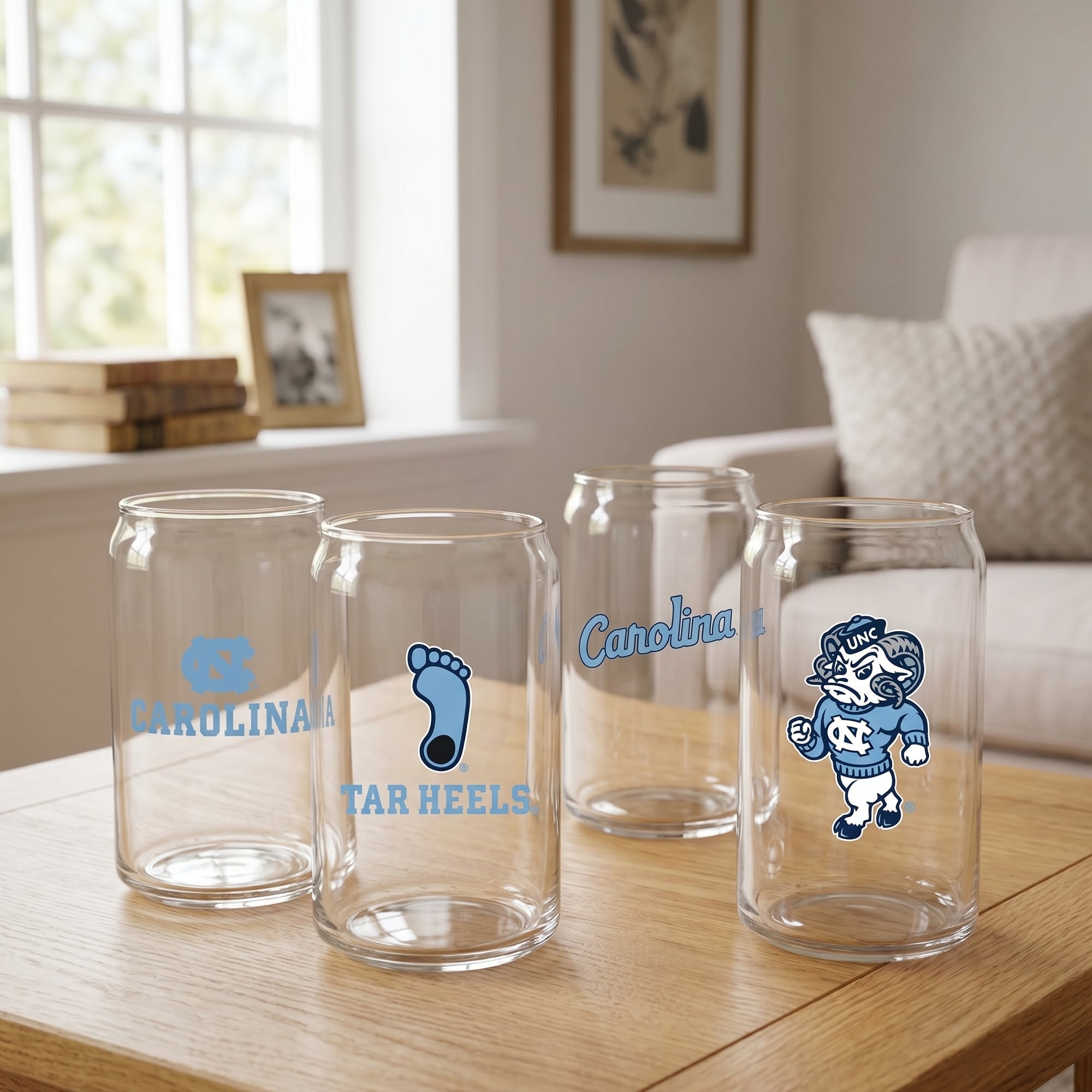 Ensemble de 4 canettes en verre de collection Indigo Falls North Carolina Tar Heels