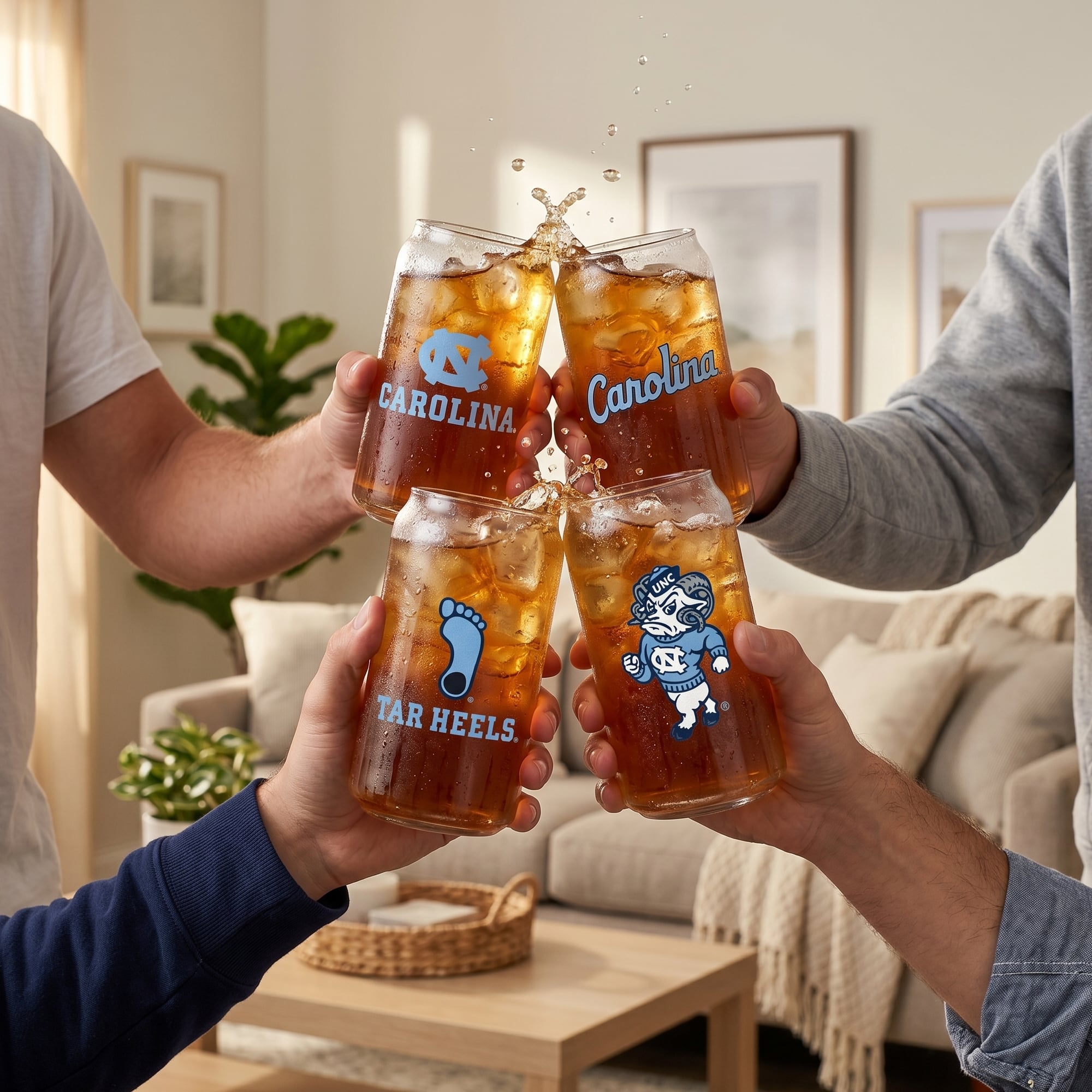 Ensemble de 4 canettes en verre de collection Indigo Falls North Carolina Tar Heels