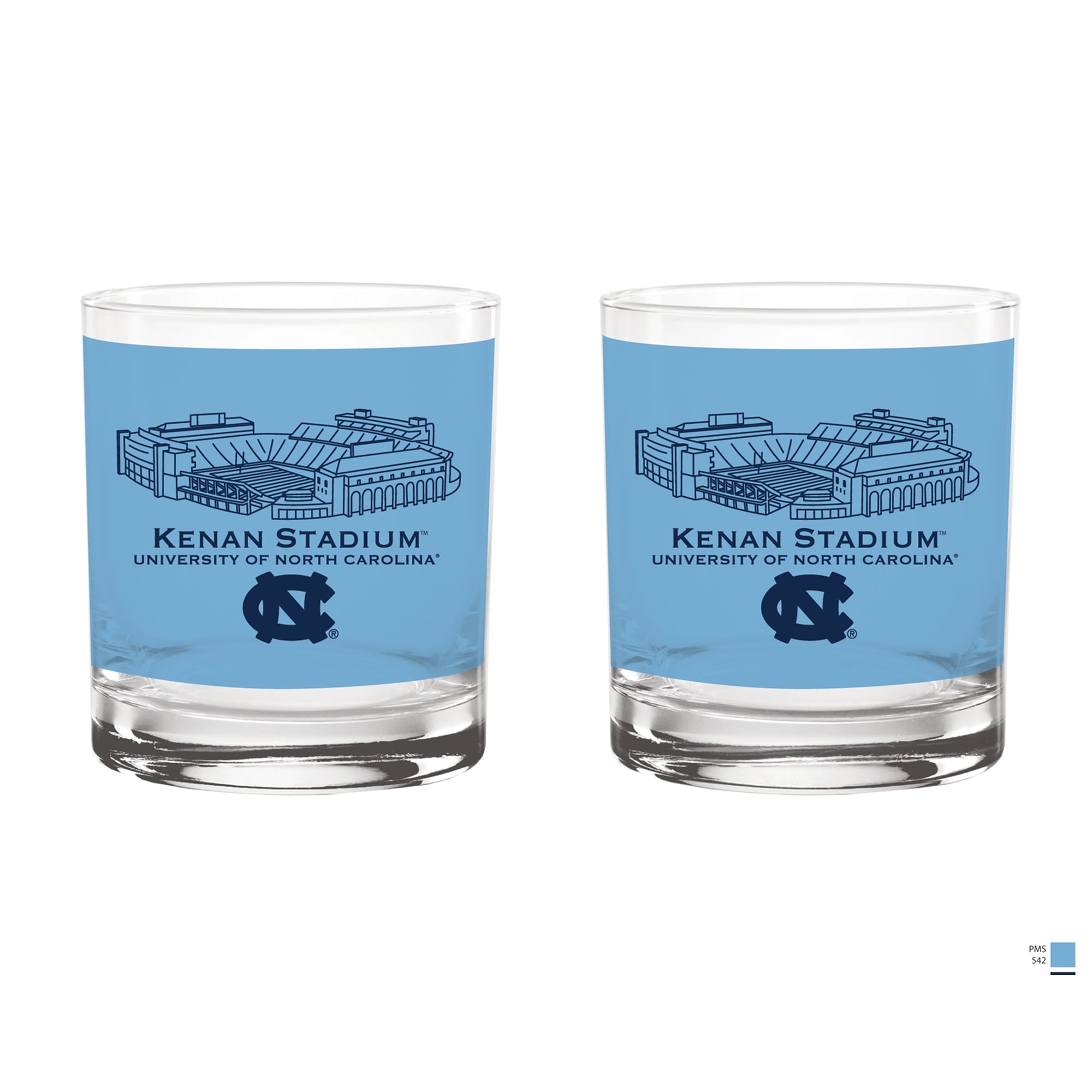 Pack de 2 verres à whisky Indigo Falls North Carolina Tar Heels Core Stadium