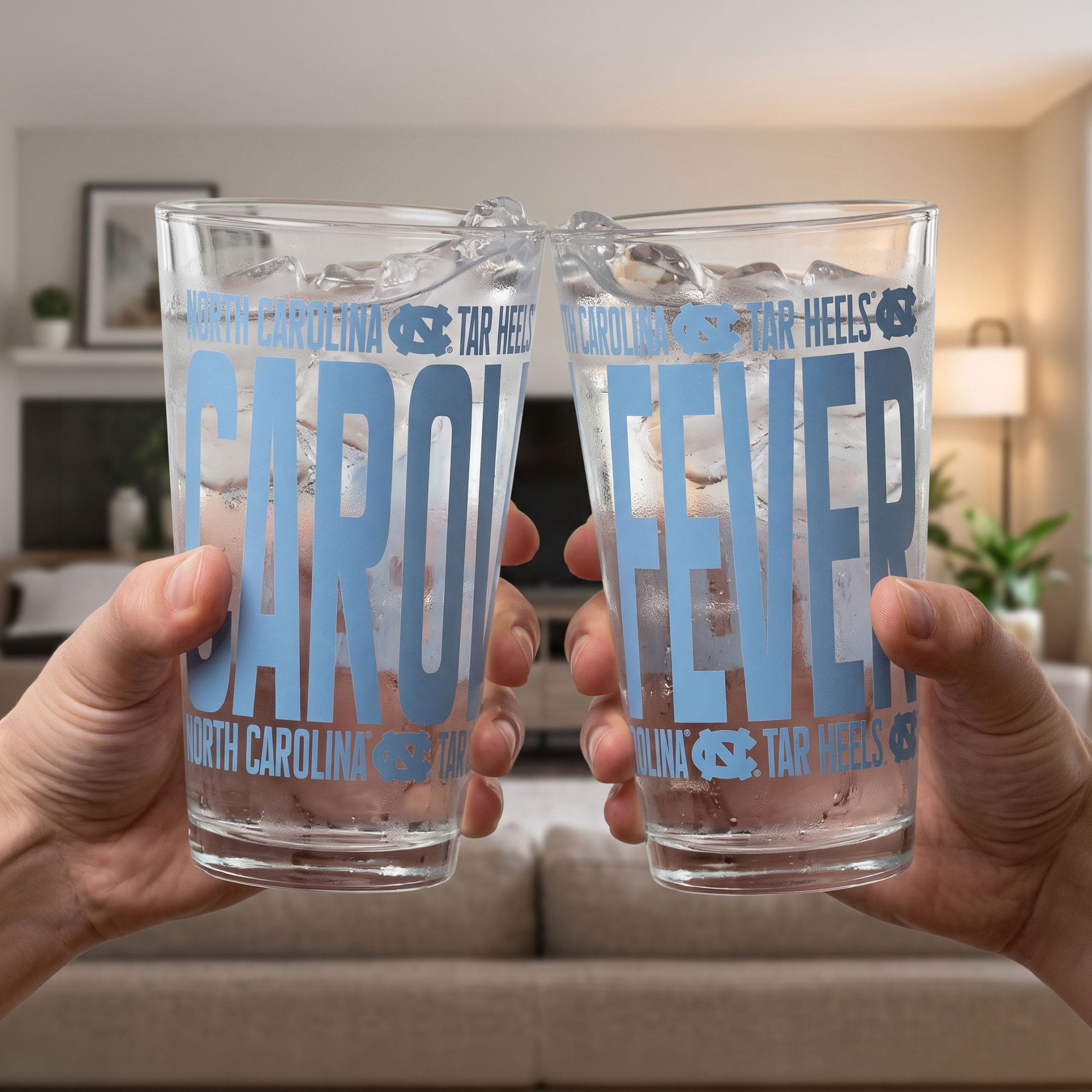 Ensemble de 2 verres à bière surélevés Tar Heels d'Indigo Falls, Caroline du Nord