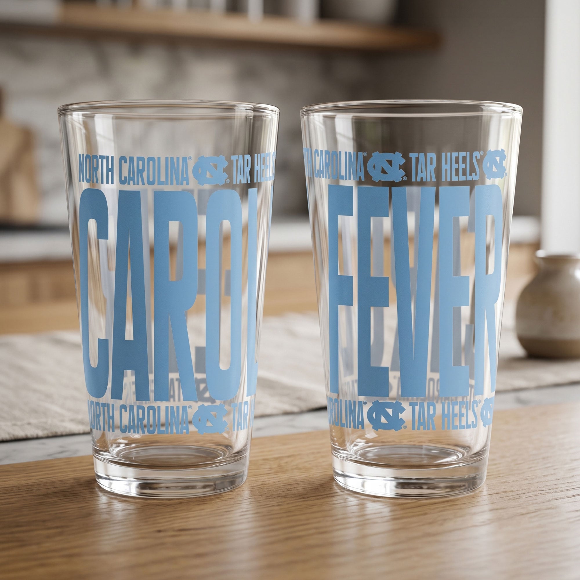 Ensemble de 2 verres à bière surélevés Tar Heels d'Indigo Falls, Caroline du Nord