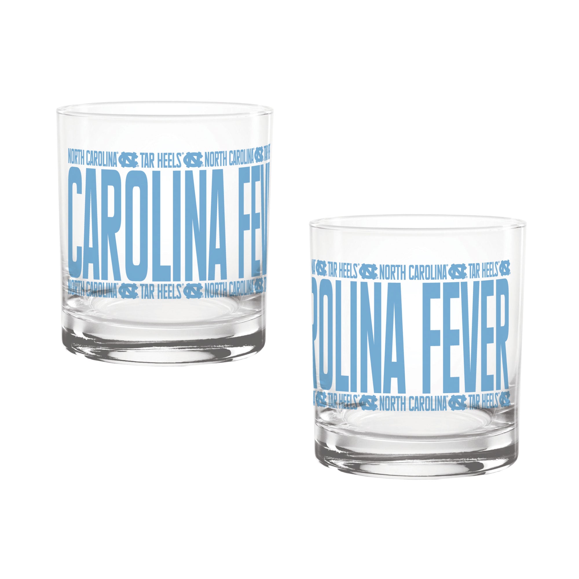 Verres à whisky surélevés Indigo Falls, Caroline du Nord, Tar Heels - Lot de 2