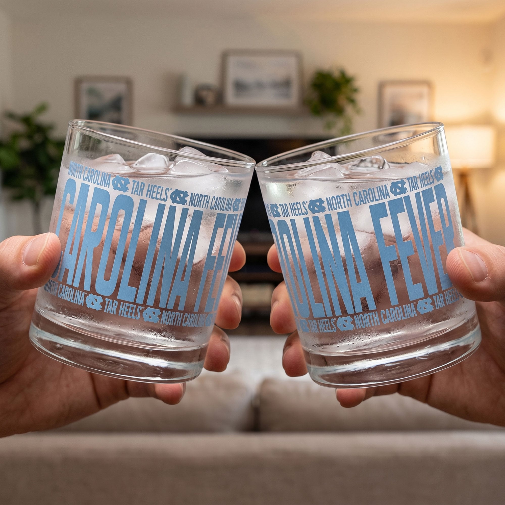Verres à whisky surélevés Indigo Falls, Caroline du Nord, Tar Heels - Lot de 2
