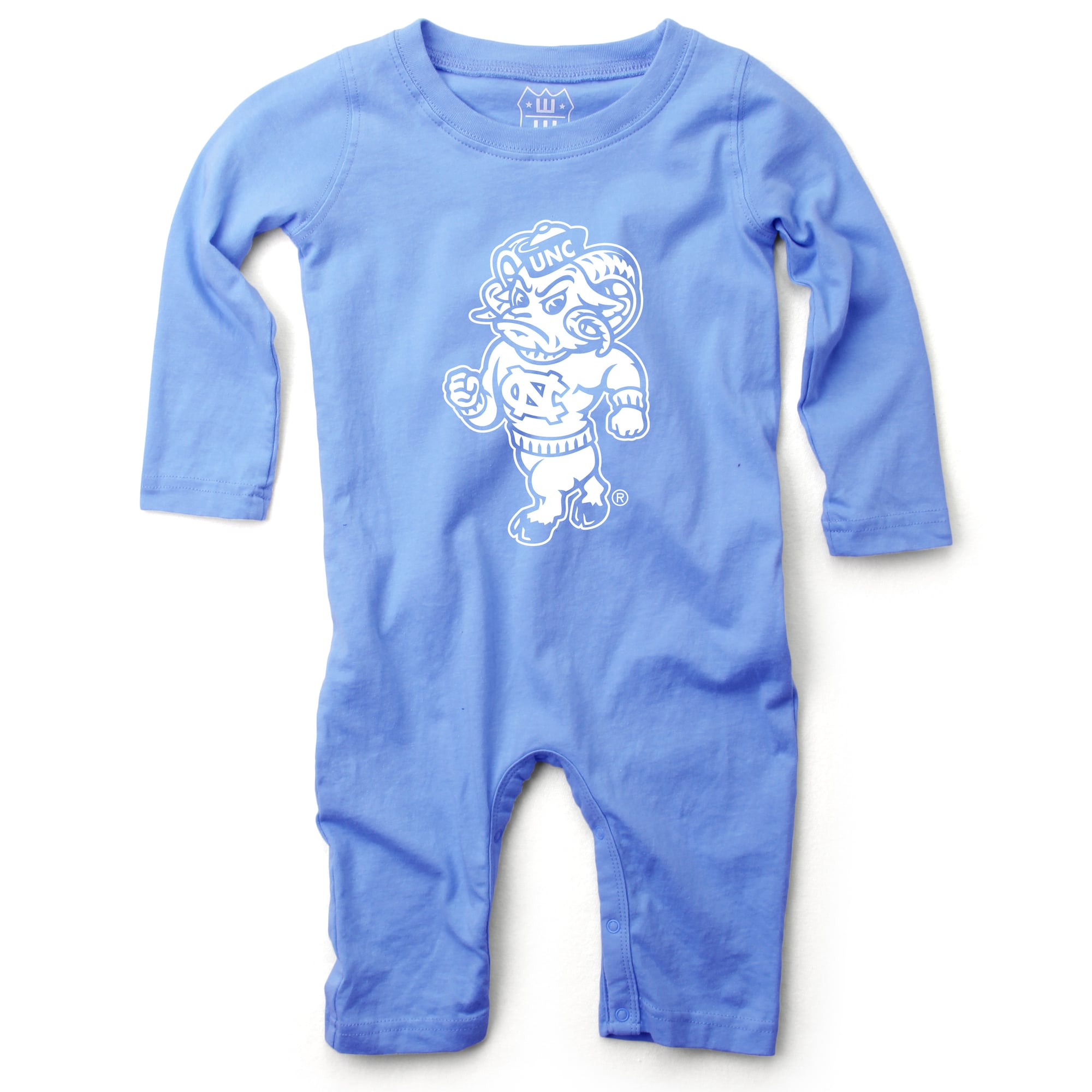 Infant Wes & Willy  Carolina Blue North Tar Heels Long Sleeve Romper