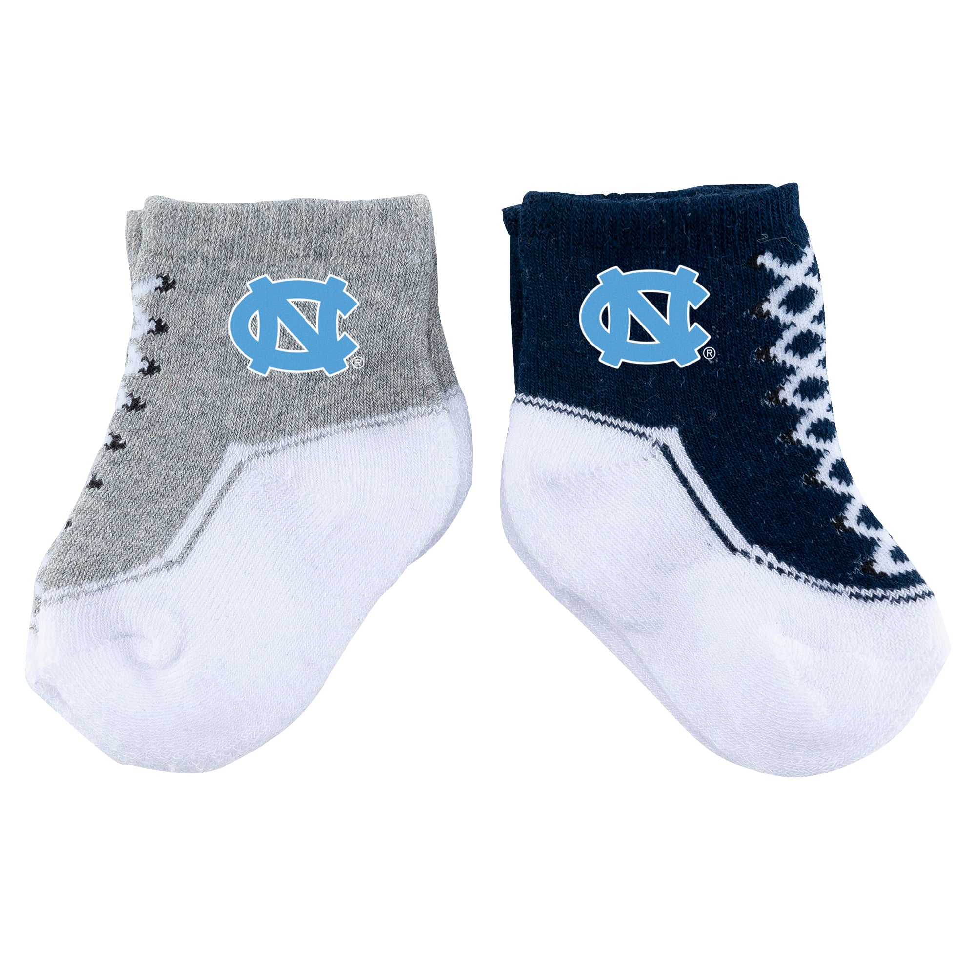 Lot de deux paires de chaussettes pour chaussures Tar Heels de Caroline du Nord ZooZatz pour bébé