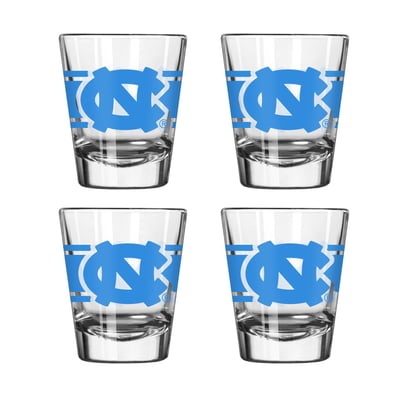 North Carolina Tar Heels Logo Brands Four-Piece Stripe Shot Glass Set