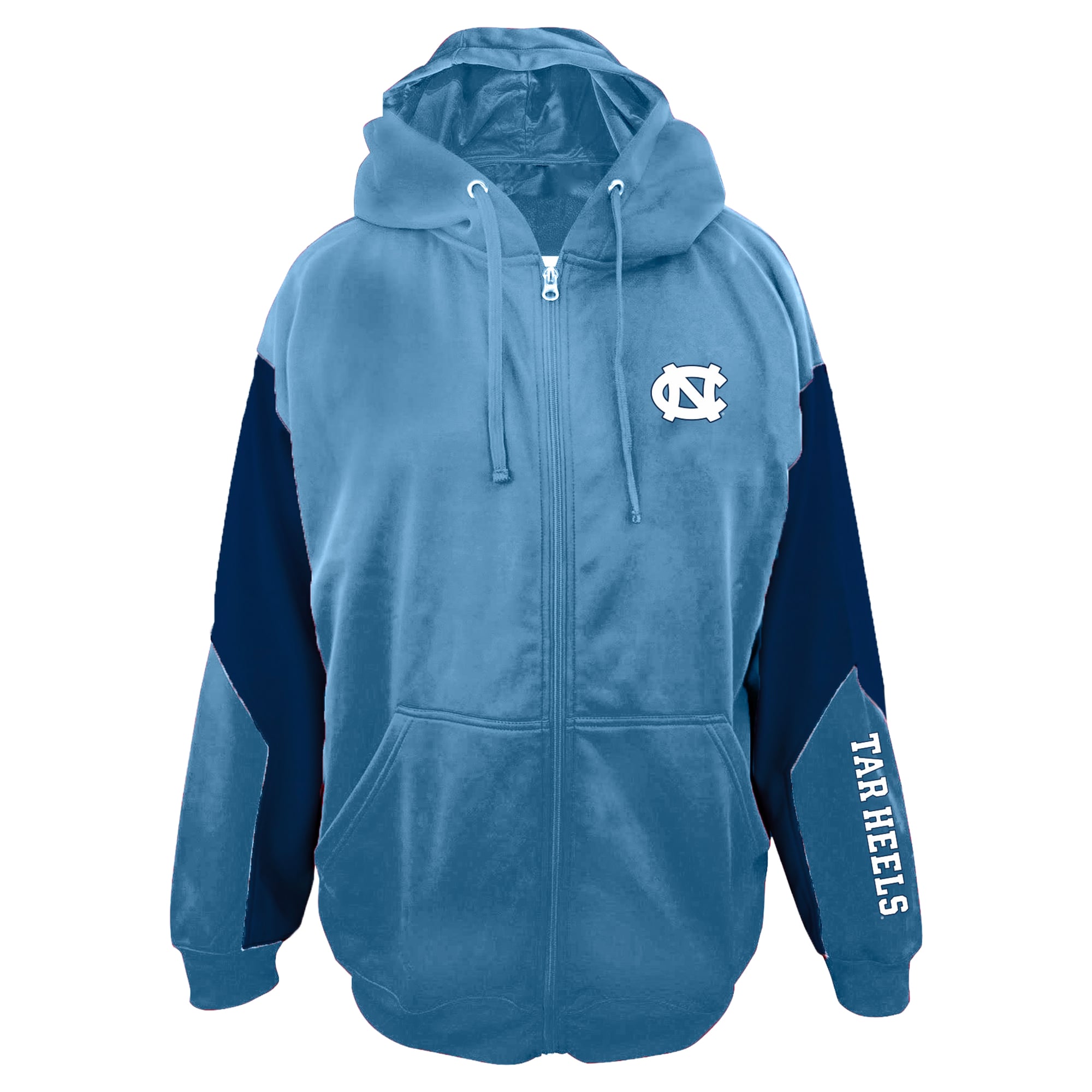 Men's Big & Tall Profile Light Blue North Carolina Tar Heels Sleeve Block Full-Zip Hoodie