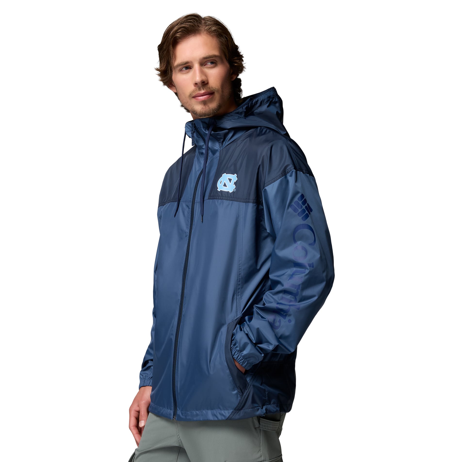 Men's Columbia Carolina Blue North Tar Heels Flash Challenger II Full-Zip Hooded Windbreaker