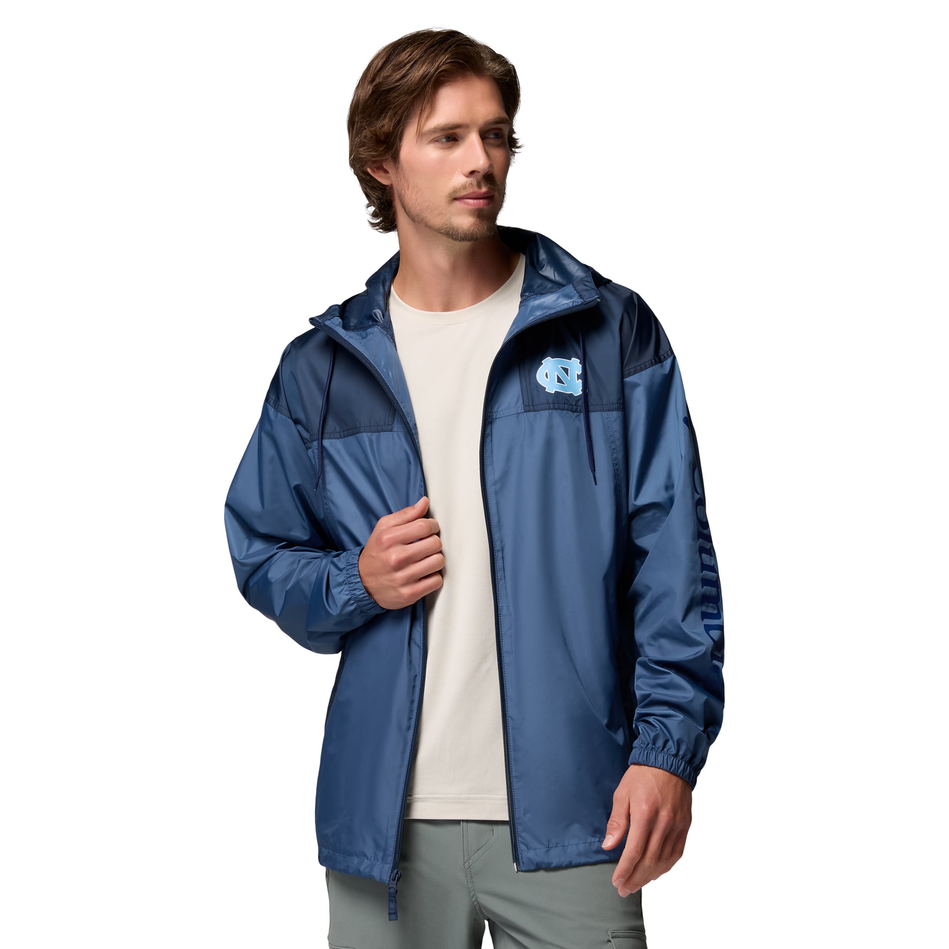 Men's Columbia Carolina Blue North Tar Heels Flash Challenger II Full-Zip Hooded Windbreaker
