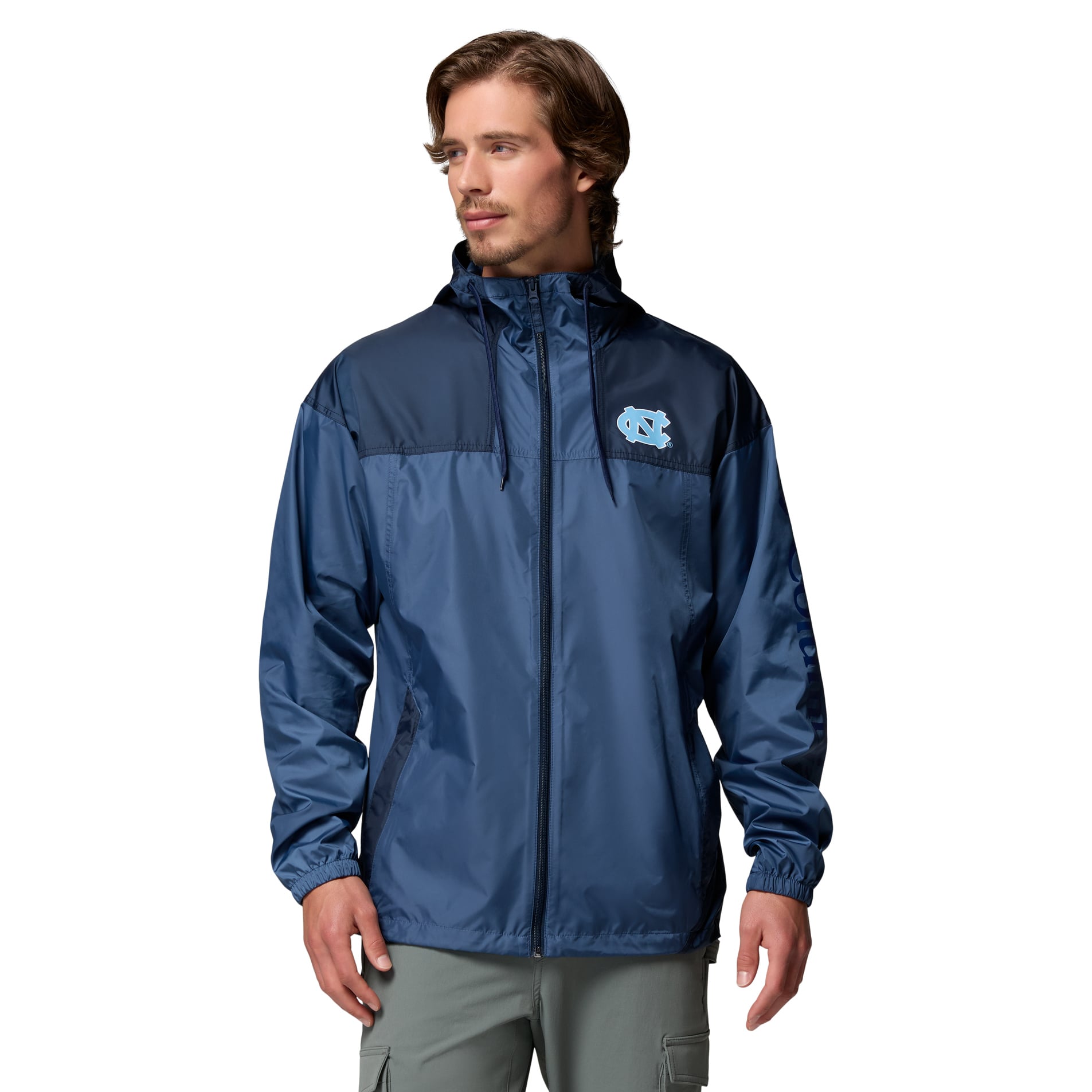Men's Columbia Carolina Blue North Tar Heels Flash Challenger II Full-Zip Hooded Windbreaker