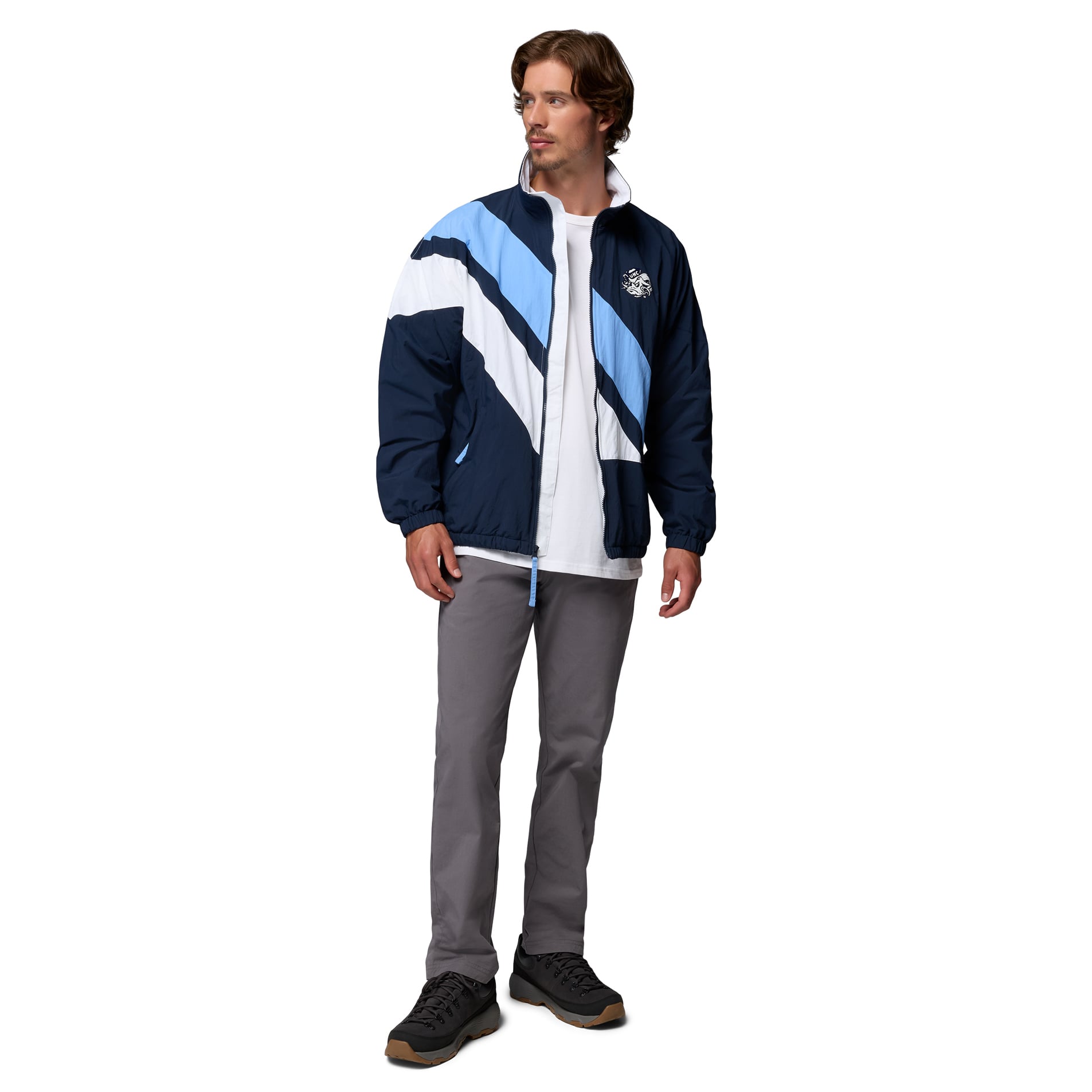 Veste coupe-vent zippée intégrale Columbia Navy North Carolina Tar Heels Reventure pour homme