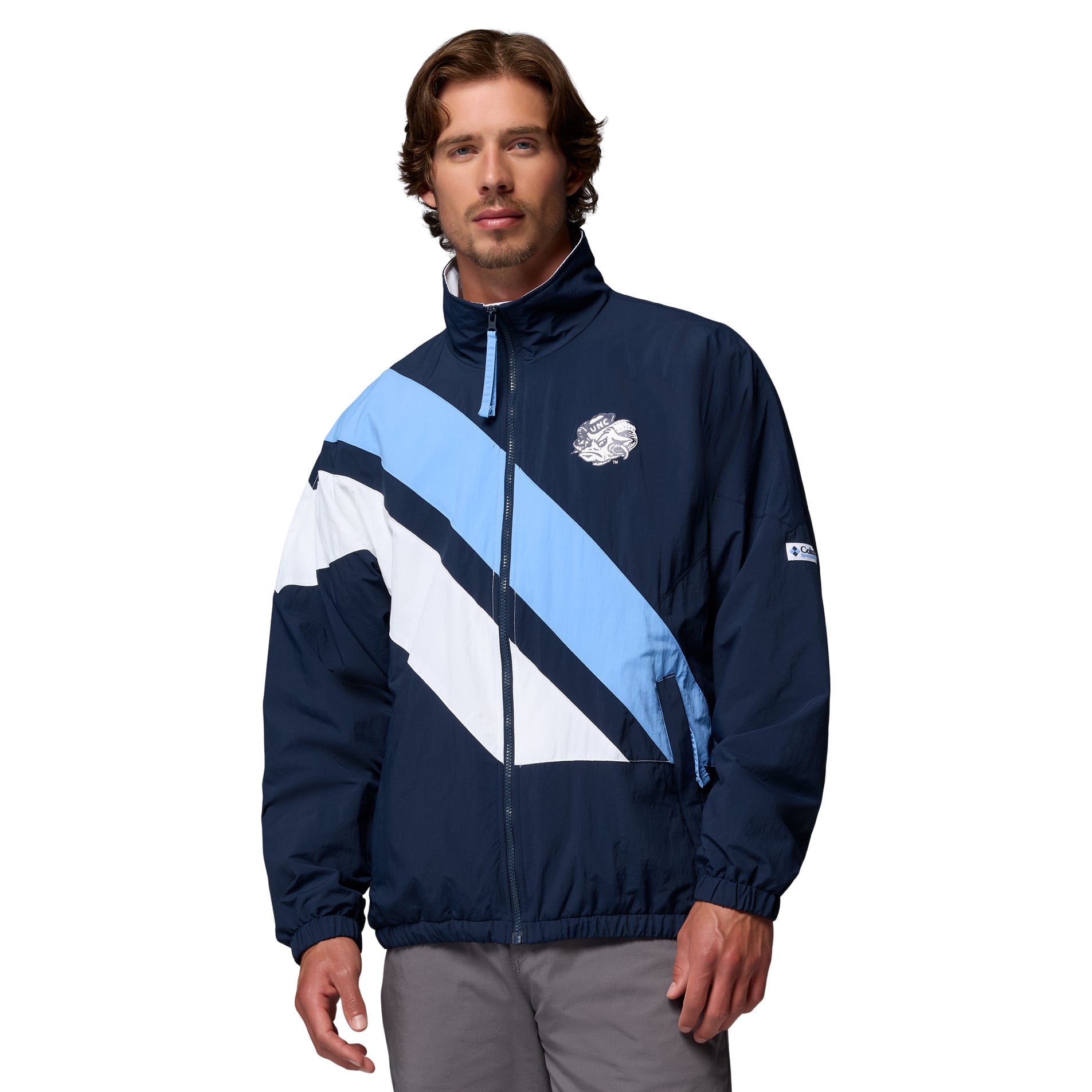Men's Columbia Navy North Carolina Tar Heels Reventure Full-Zip Windbreaker Omni-Shield Jacket