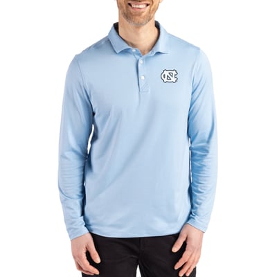  North Carolina Tar Heels Cutter & Buck Primary Coastline Epic Comfort Long-Sleeve Polo - Light Blue