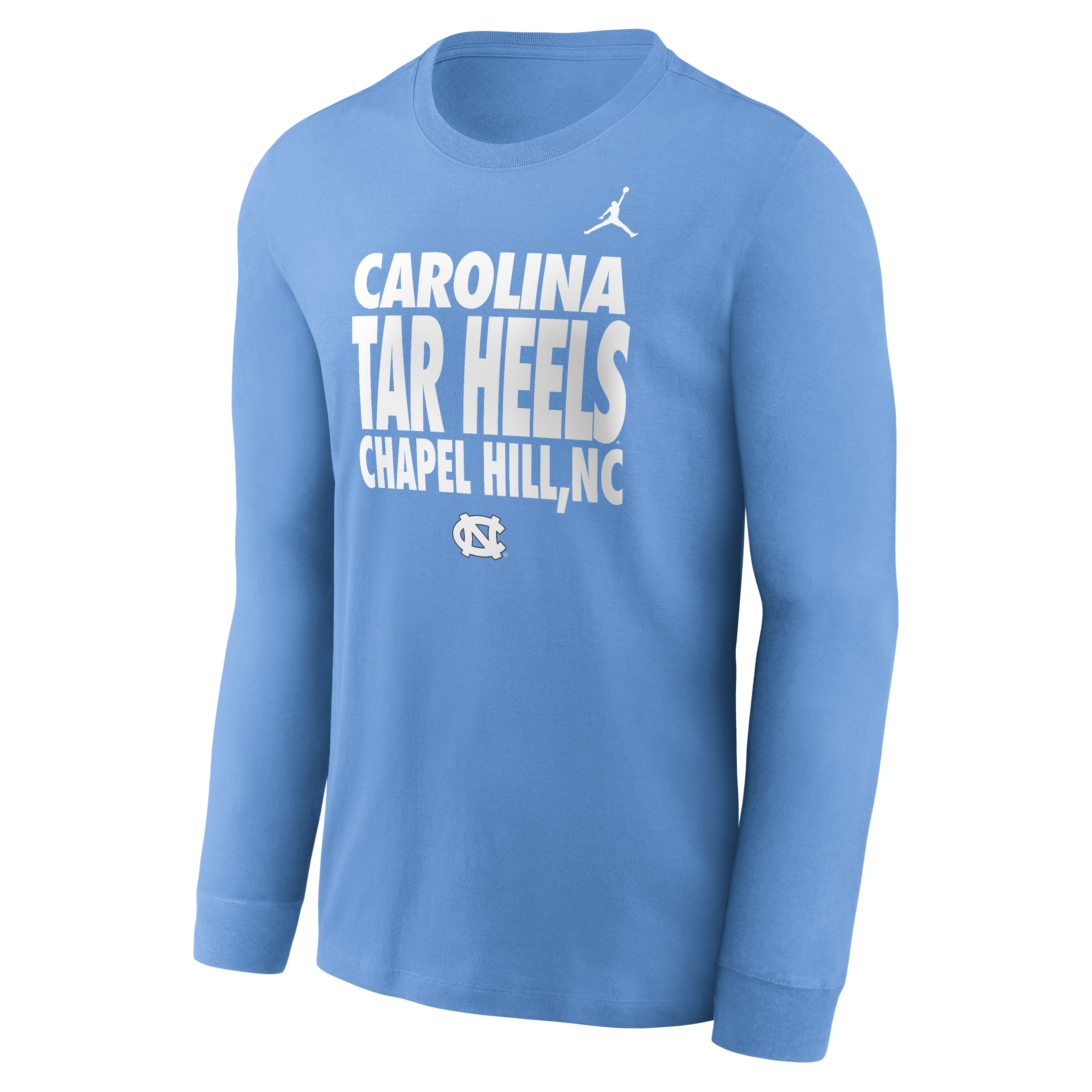 T-shirt à manches longues Jordan Brand Carolina Blue North Tar Heels 2026 Sideline Slogan Dri-FIT pour homme