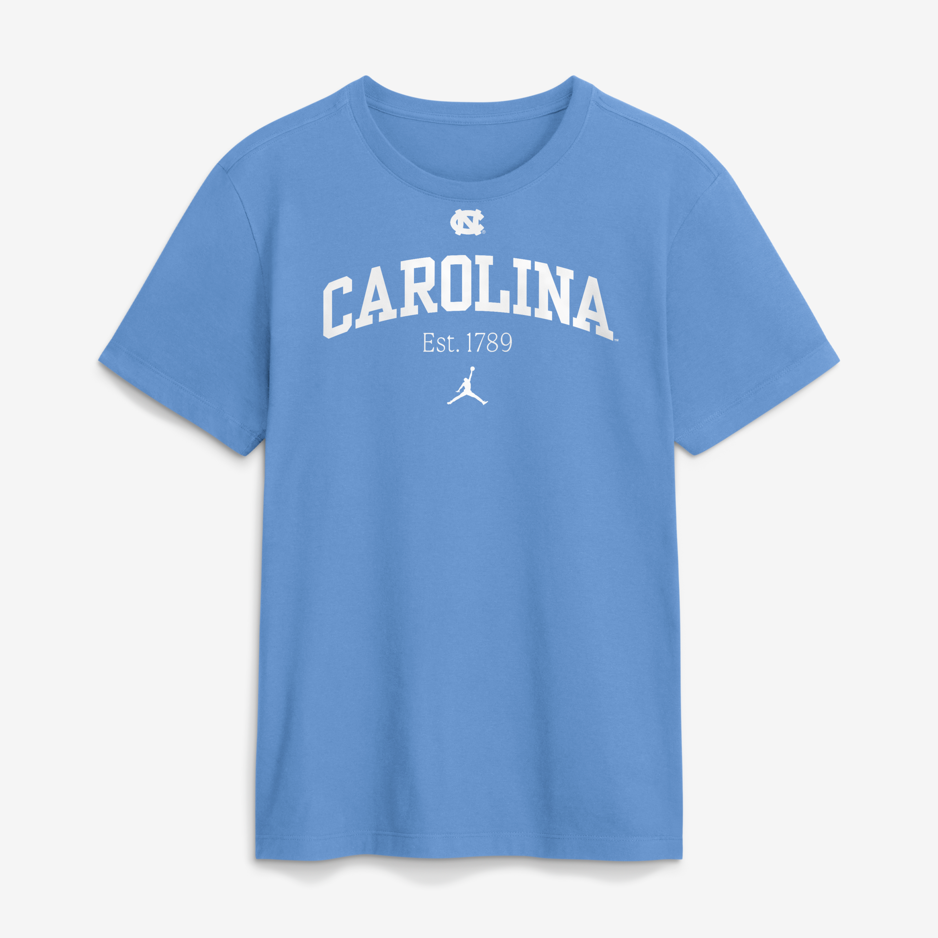 T-shirt Jordan Brand Carolina Blue pour homme, modèle Academic Arch des Tar Heels de Caroline du Nord.