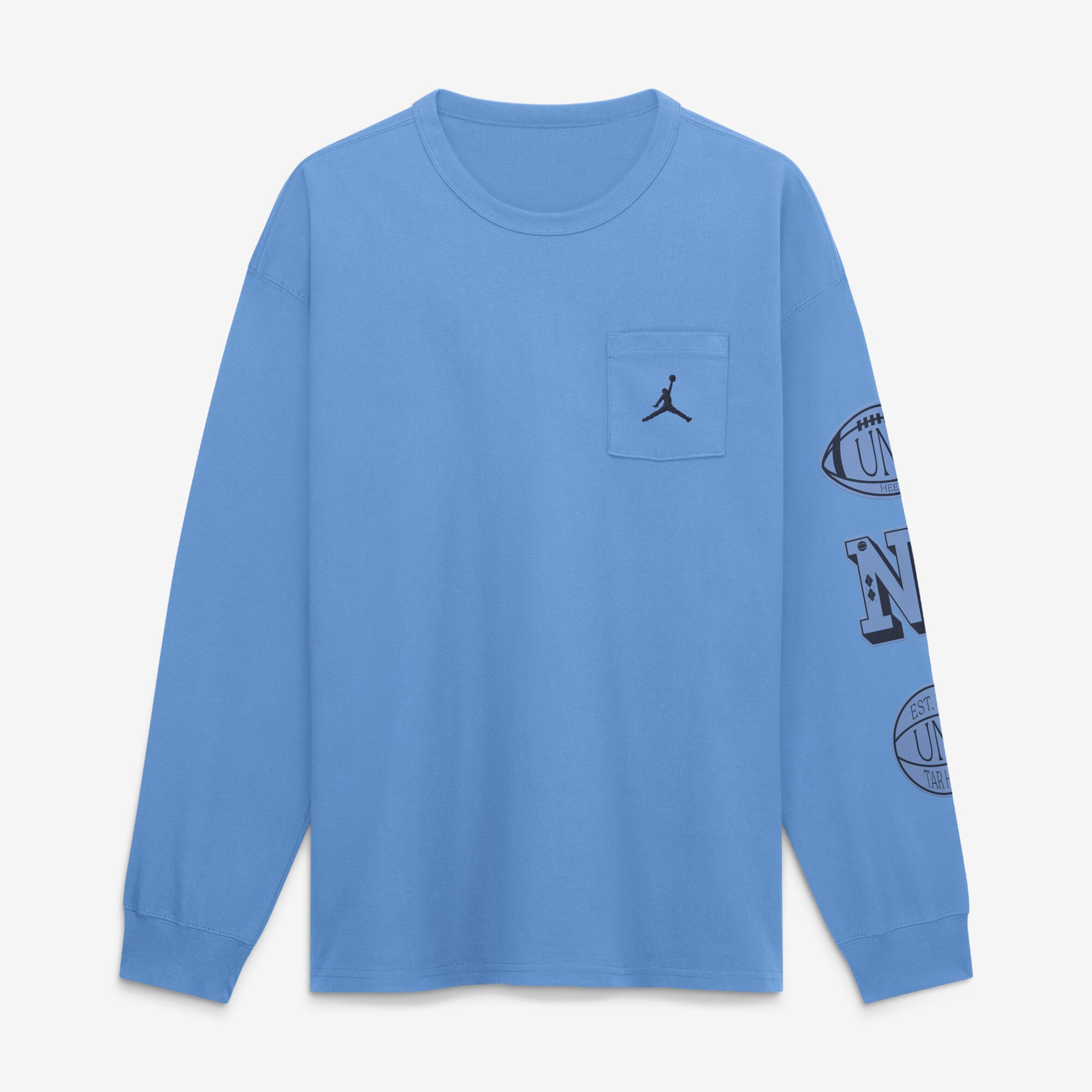 T-shirt à manches longues et poche Jordan Brand Carolina Blue North Tar Heels pour homme
