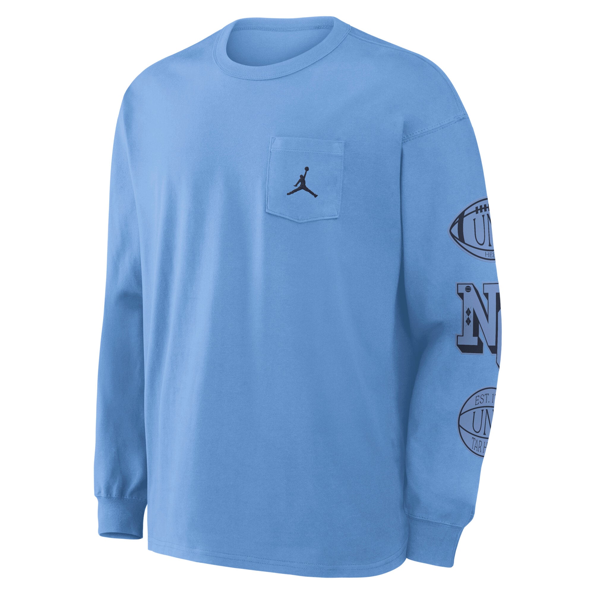 T-shirt à manches longues et poche Jordan Brand Carolina Blue North Tar Heels pour homme
