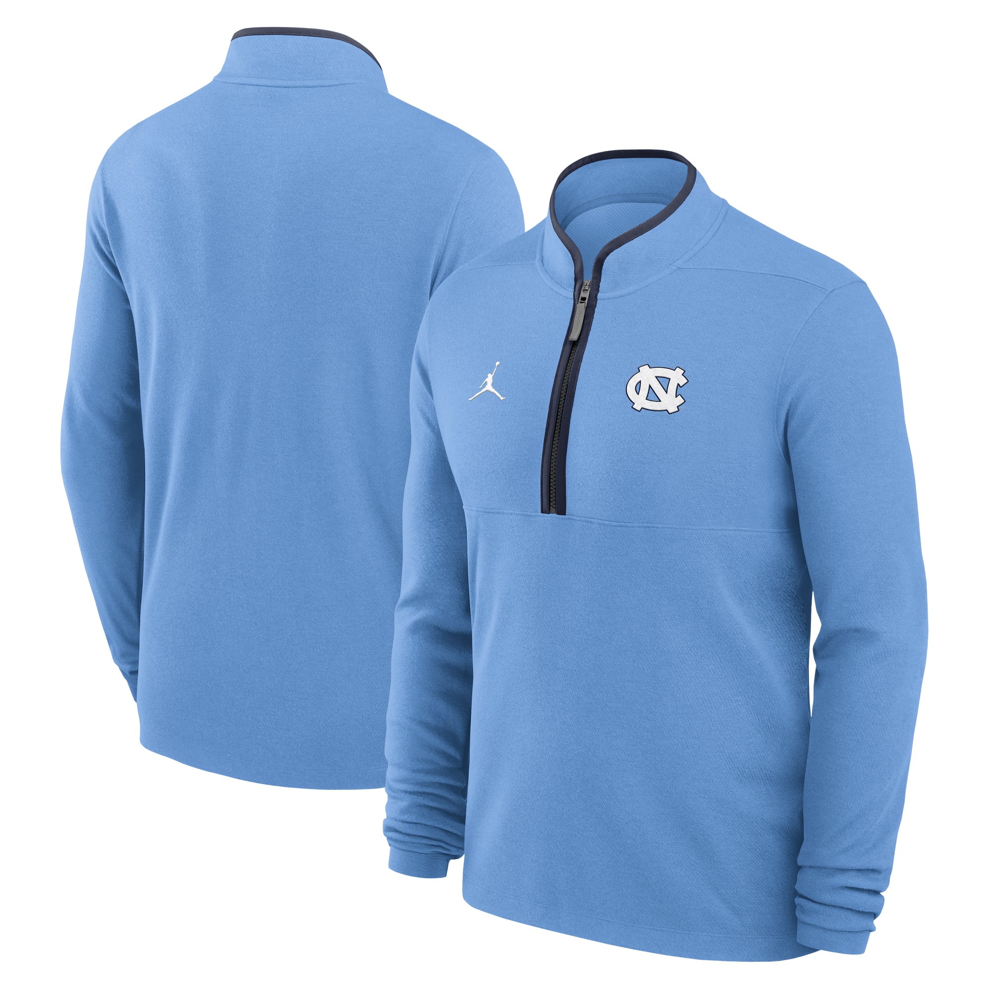 Pull Jordan Brand Carolina Blue pour homme des Tar Heels de Caroline du Nord Courtside Victory Dri-FIT à demi-zip