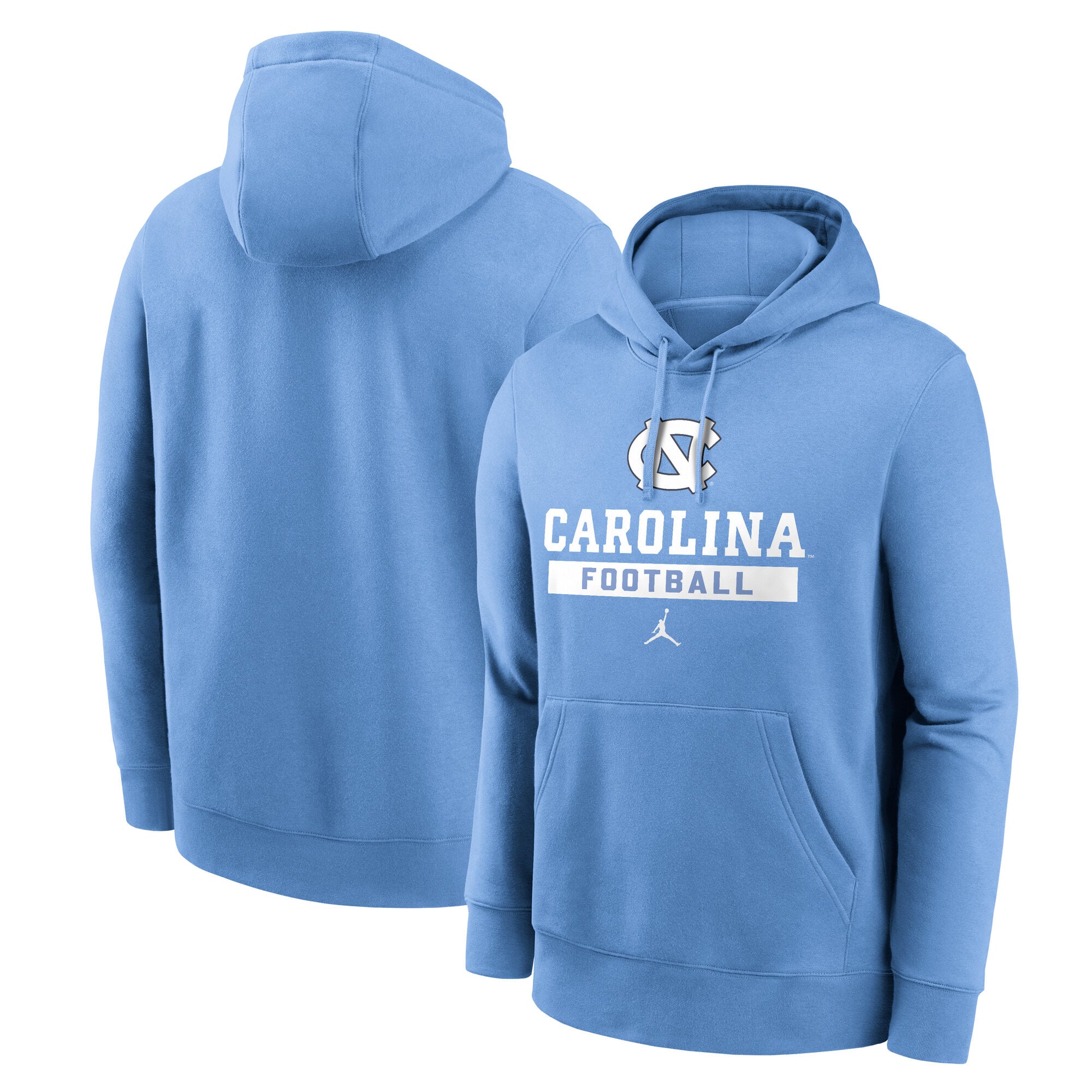 Sweat à capuche en polaire Jordan Brand bleu Caroline, North Carolina Tar Heels Football Stack Club, pour homme