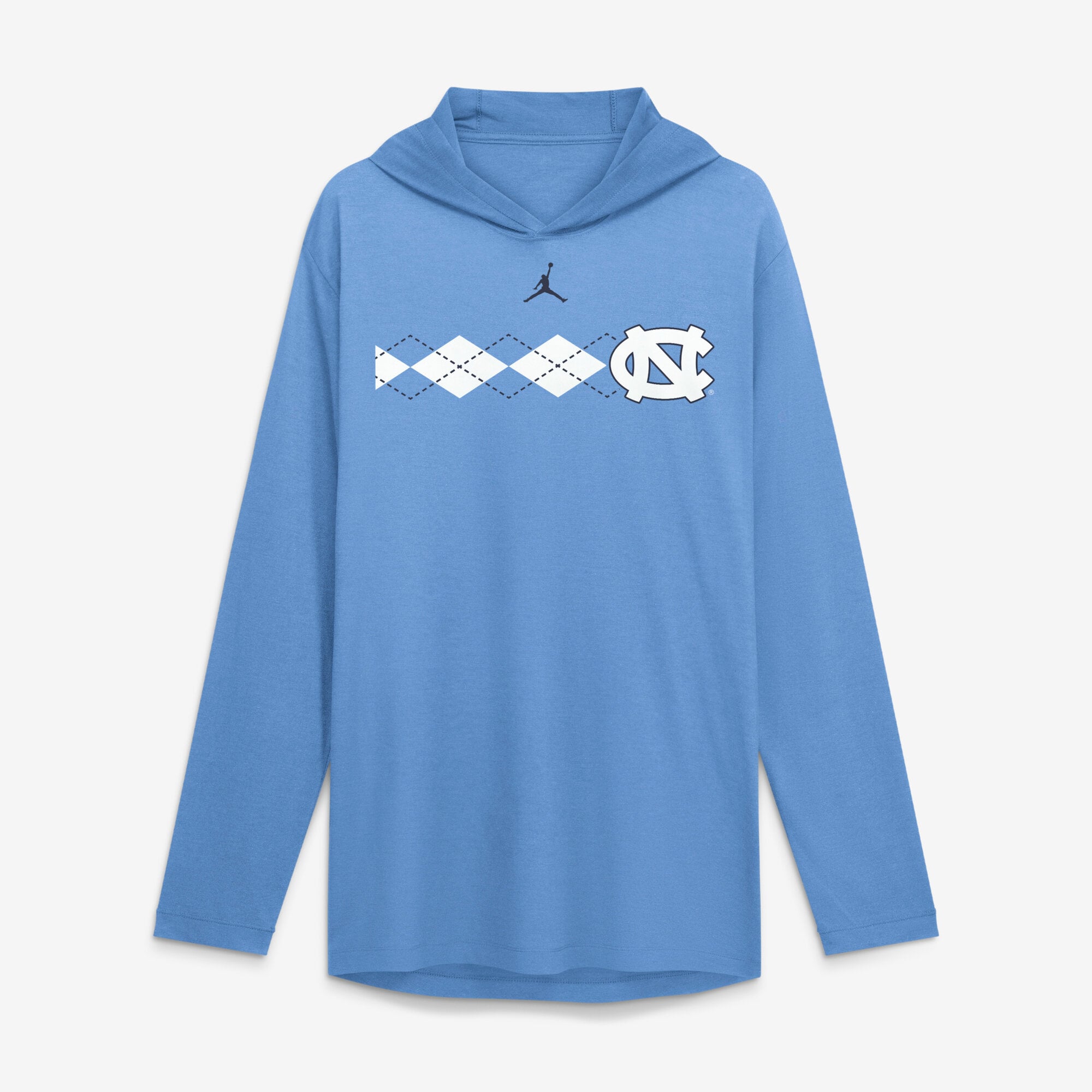 T-shirt à capuche manches longues Jordan Brand Carolina Blue North Tar Heels Primetime Pattern Tri-Blend Dri-FIT pour homme