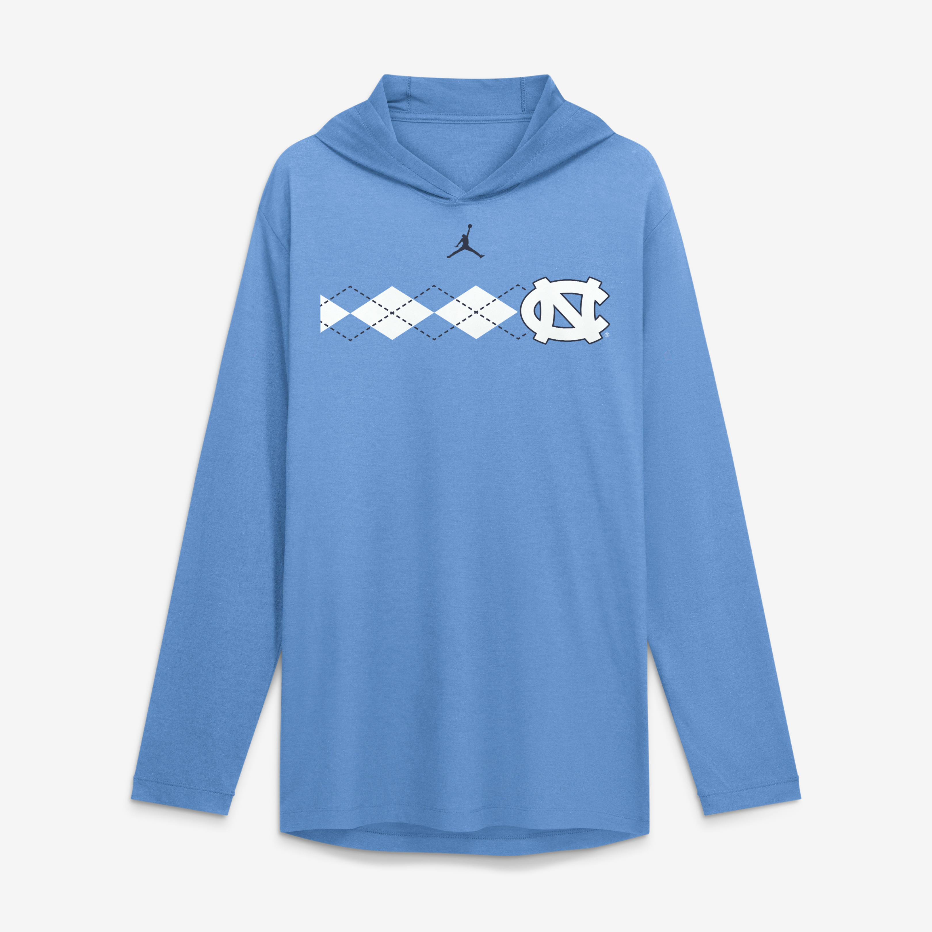 T-shirt à capuche manches longues Jordan Brand Carolina Blue North Tar Heels Primetime Pattern Tri-Blend Dri-FIT pour homme
